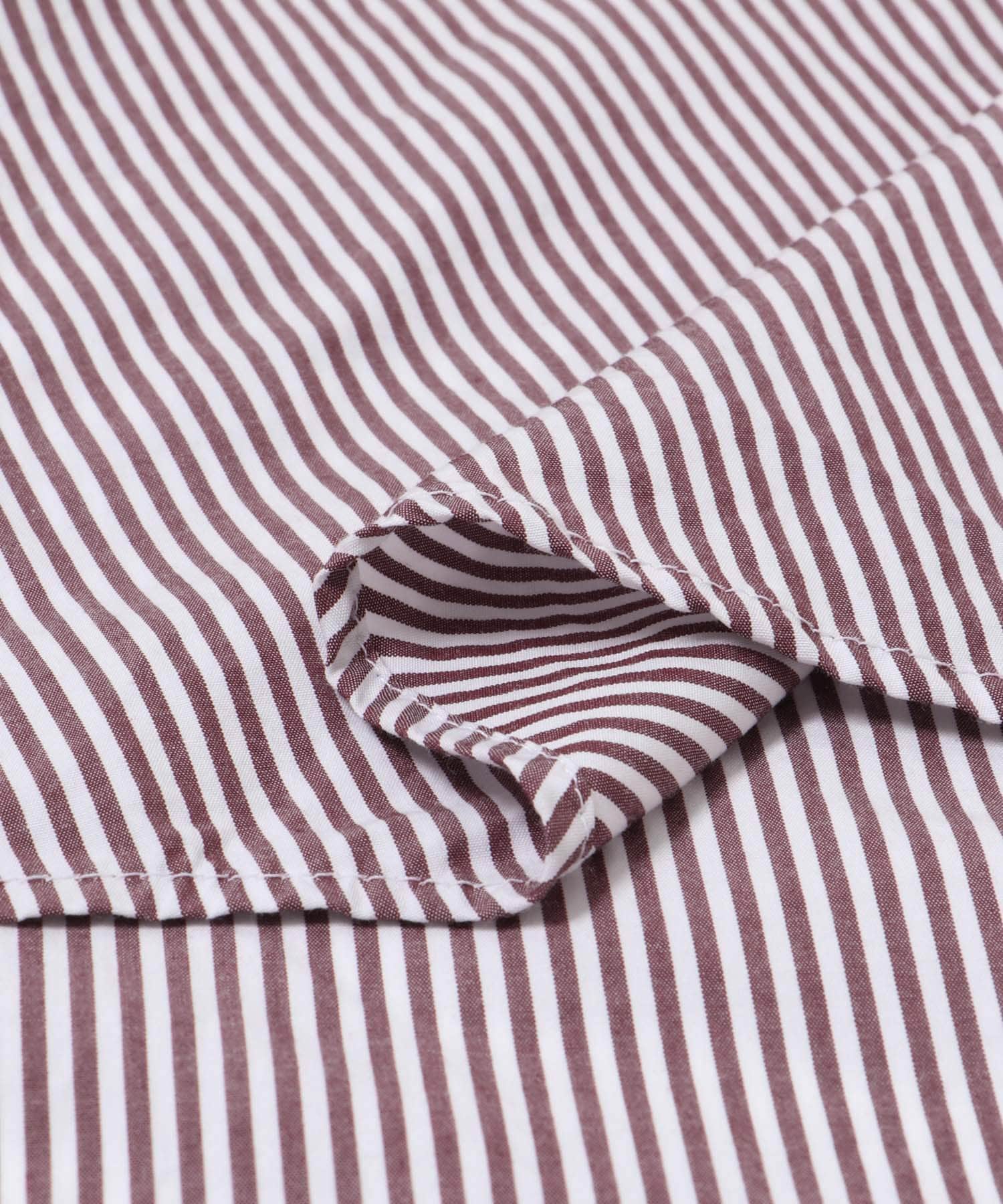 ATON　GIZA STRIPE WASHED SHIRTS BORDEAUX 4