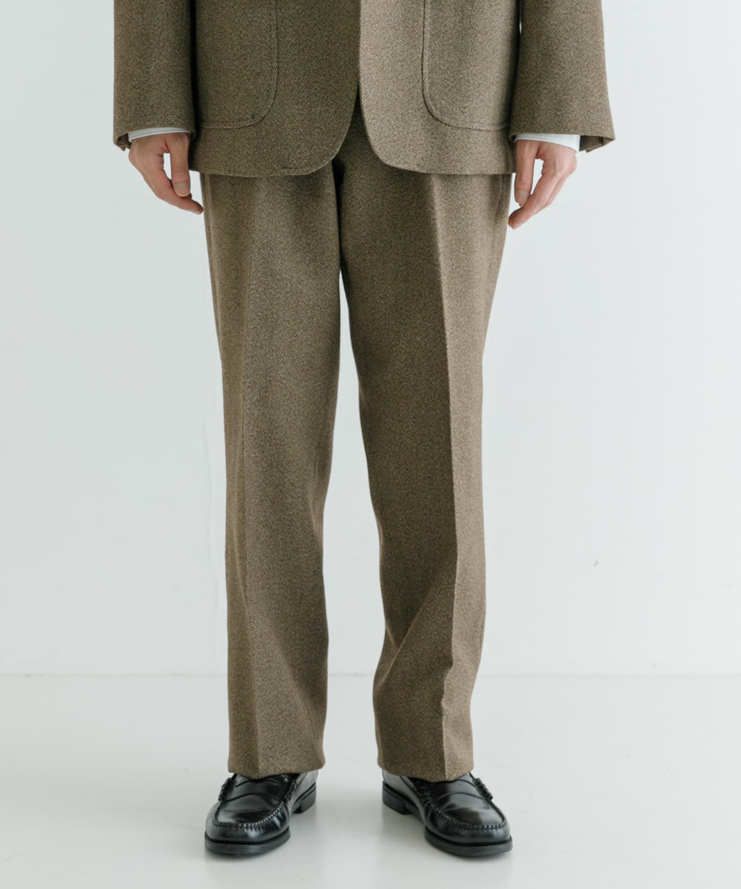【ブラウン】LIFE STYLE TAILOR ウーリーノグレンチェック2タックパンツ アーバンリサーチ ドアーズ URBAN RESEARCH DOORS LIFE STYLE TAILOR