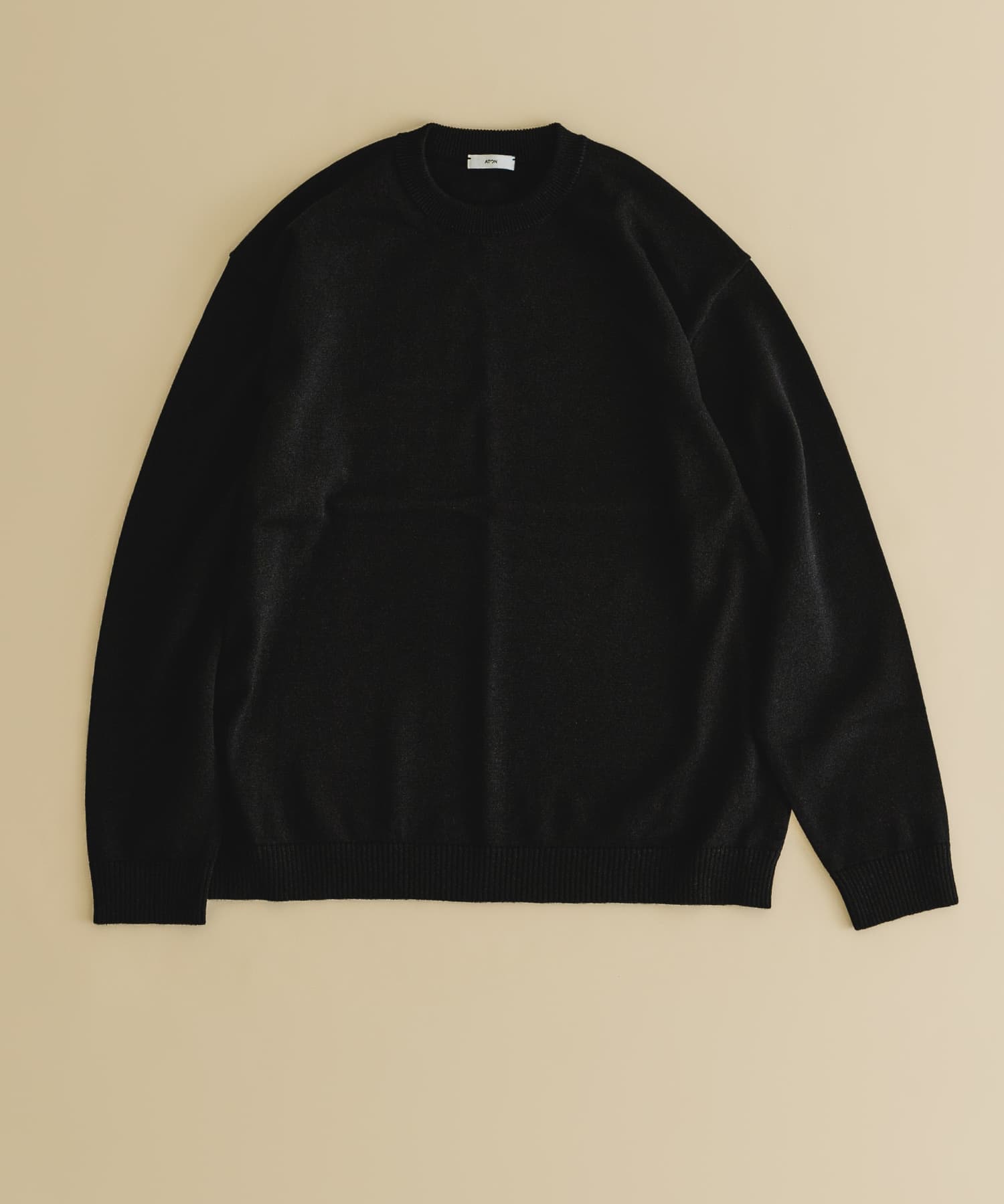 ATON　WOOL WASHI CREWNECK SWEATER 005 BLK 4