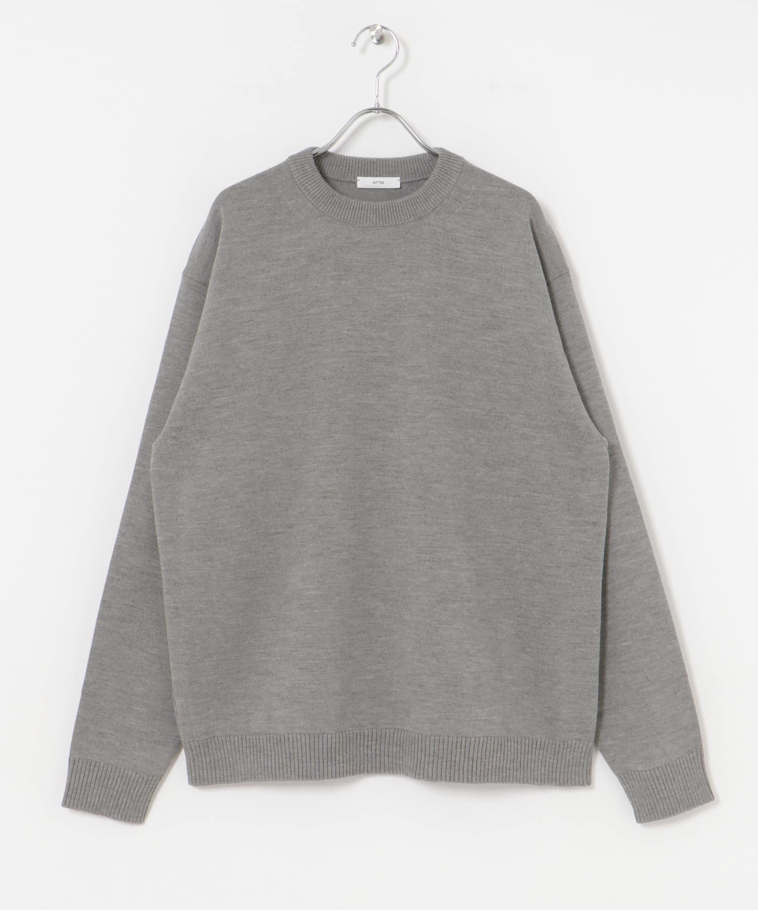 ATON　WOOL WASHI CREWNECK SWEATER 003 GRAY 4