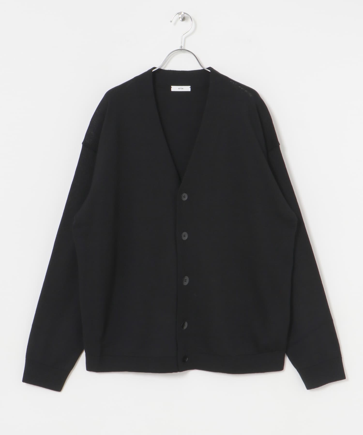 ATON　WOOL WASHI OVERSIZED CARDIGAN 005 BLK 4