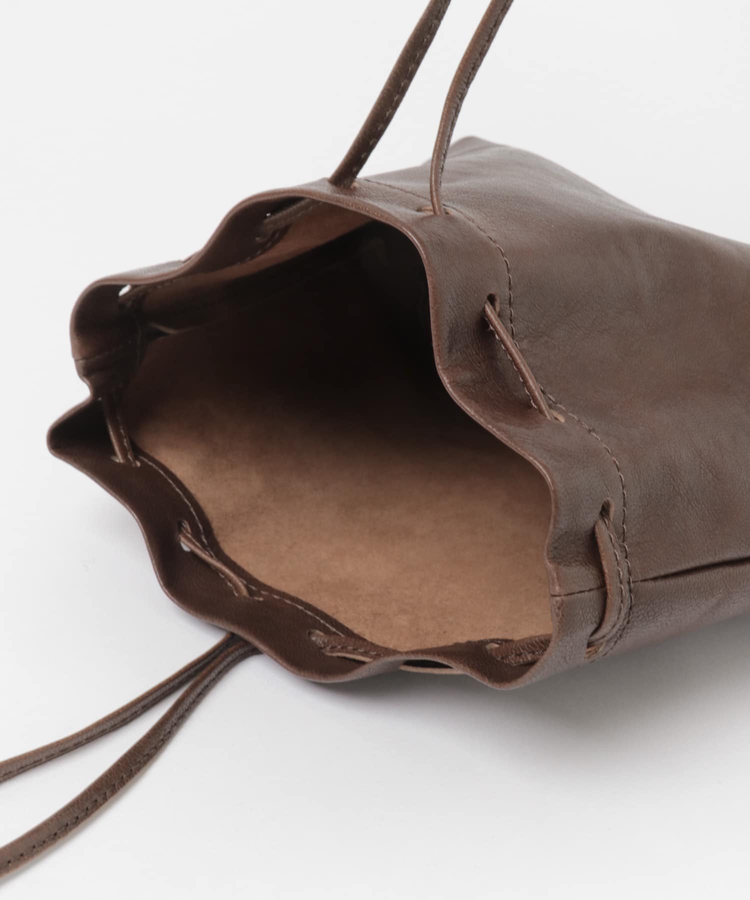 MASTER&Co.　GOAT LEATHER KINCHAKU BAG 88 BROWN -