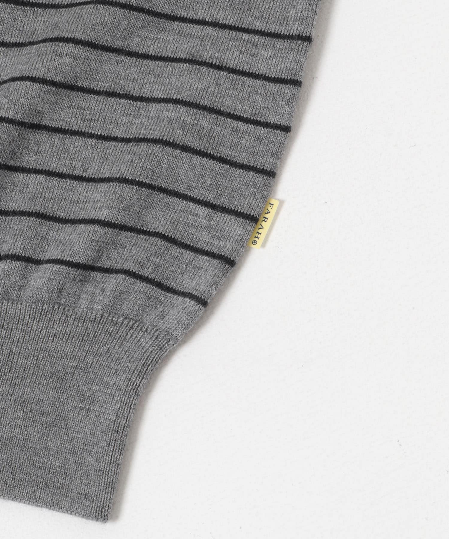 FARAH　High Gauge Striped Crew-Neck Sweater Gray M