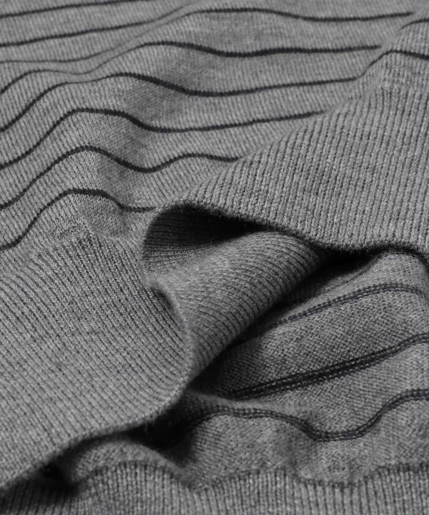 FARAH　High Gauge Striped Crew-Neck Sweater Gray M