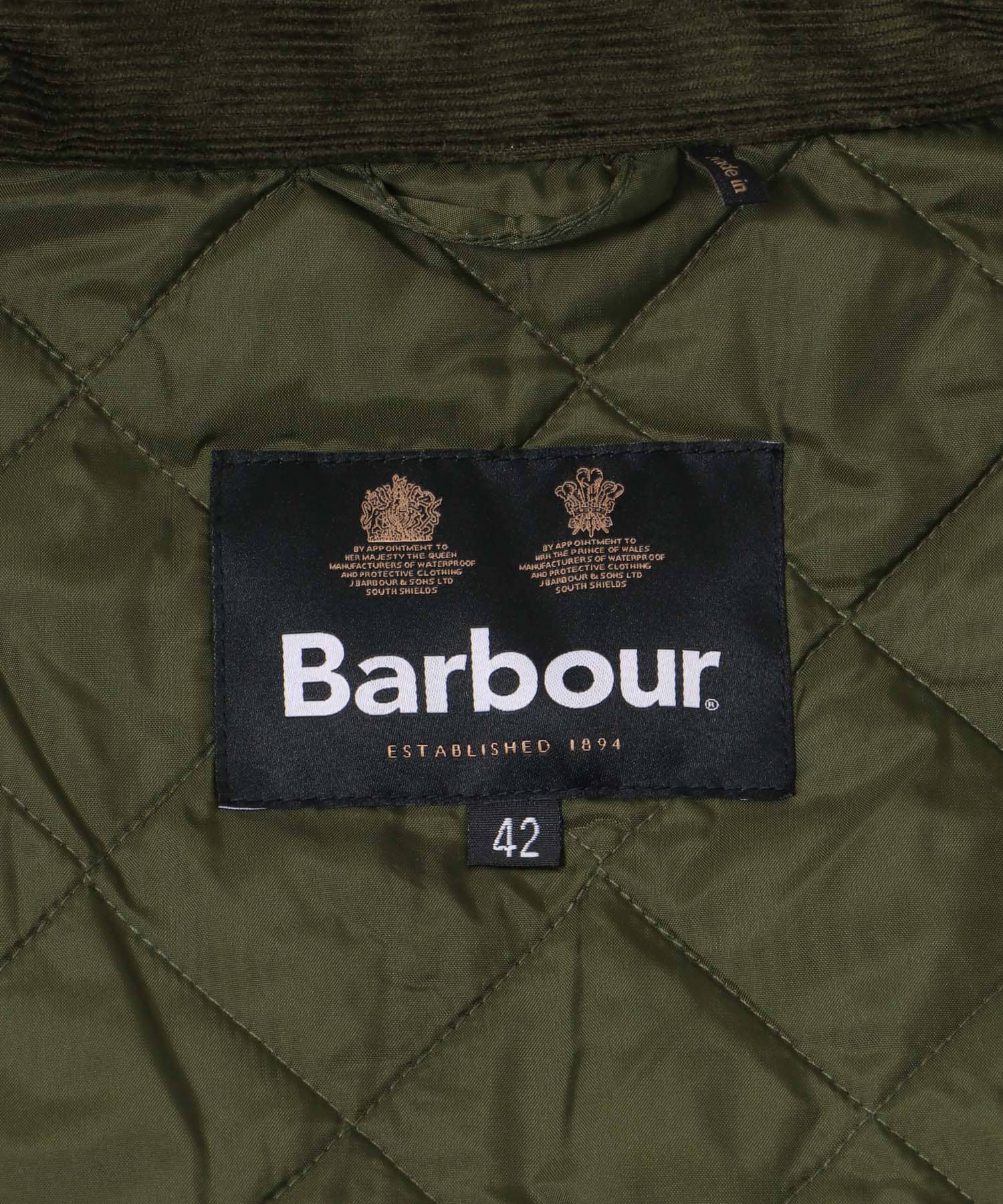 Barbour　SELECT LIDDESDALE QUILTED OLIVE 36