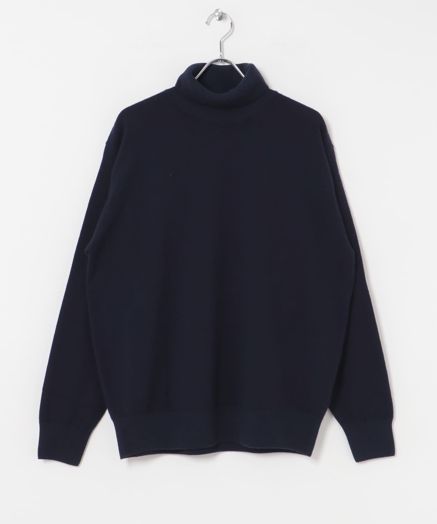 Yonetomi　NEW BASIC KNIT TURTLE PULLOVER NAVY 3