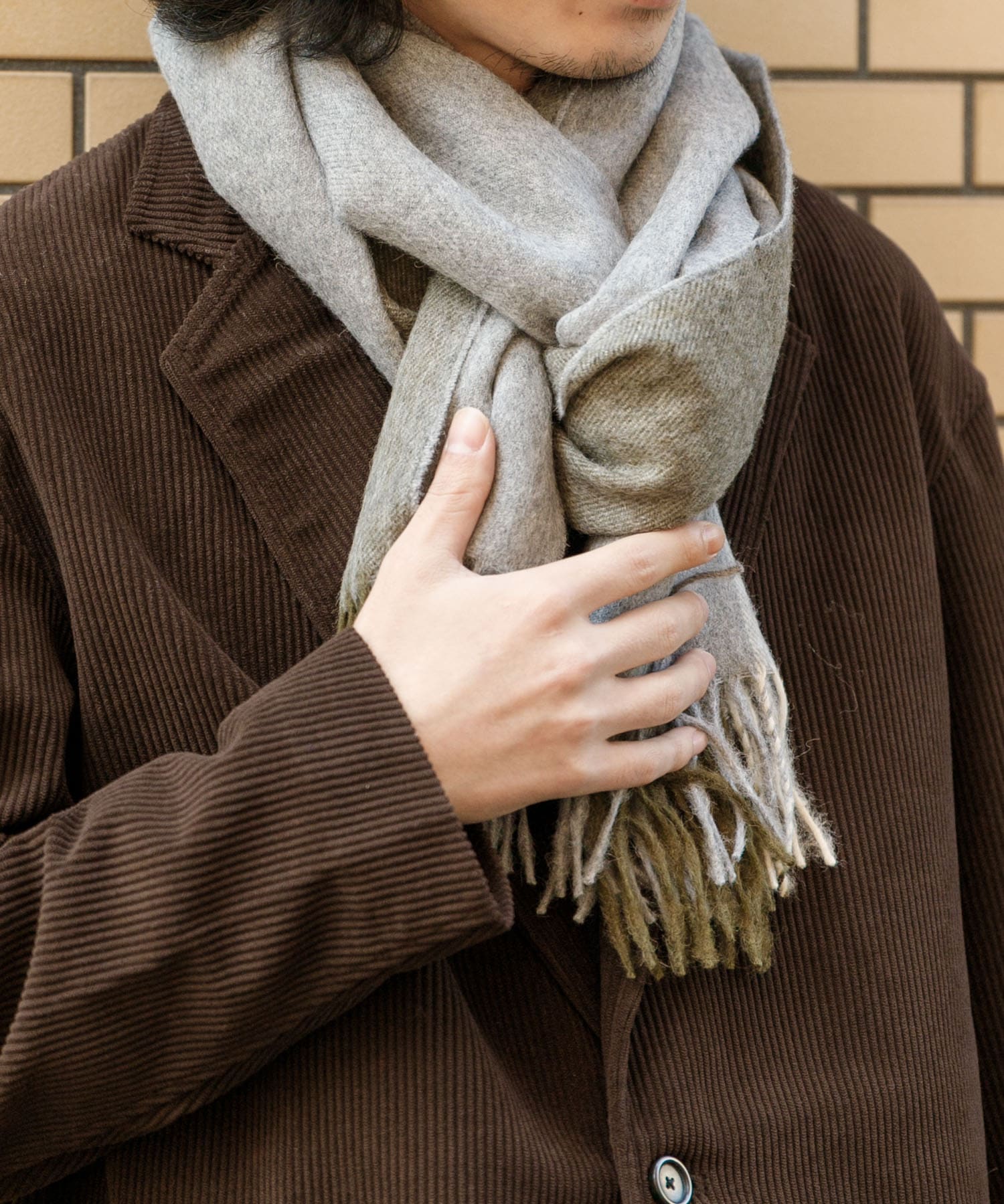 THE INOUE BROTHERS　Brushed Scole Stripe Grey/Khaki one