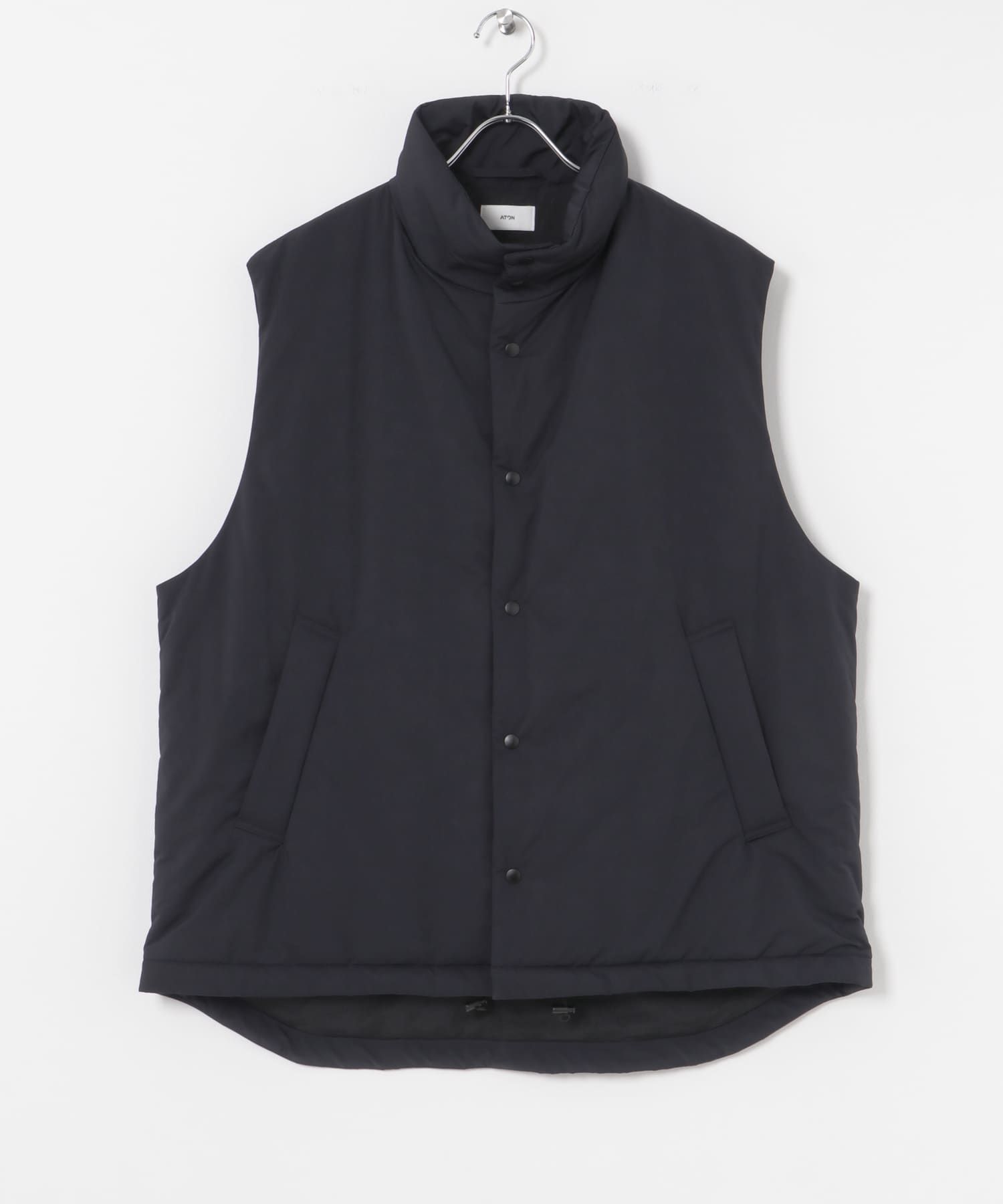 ATON　NYLON TWILL PADDED VEST 075 NAVY 4