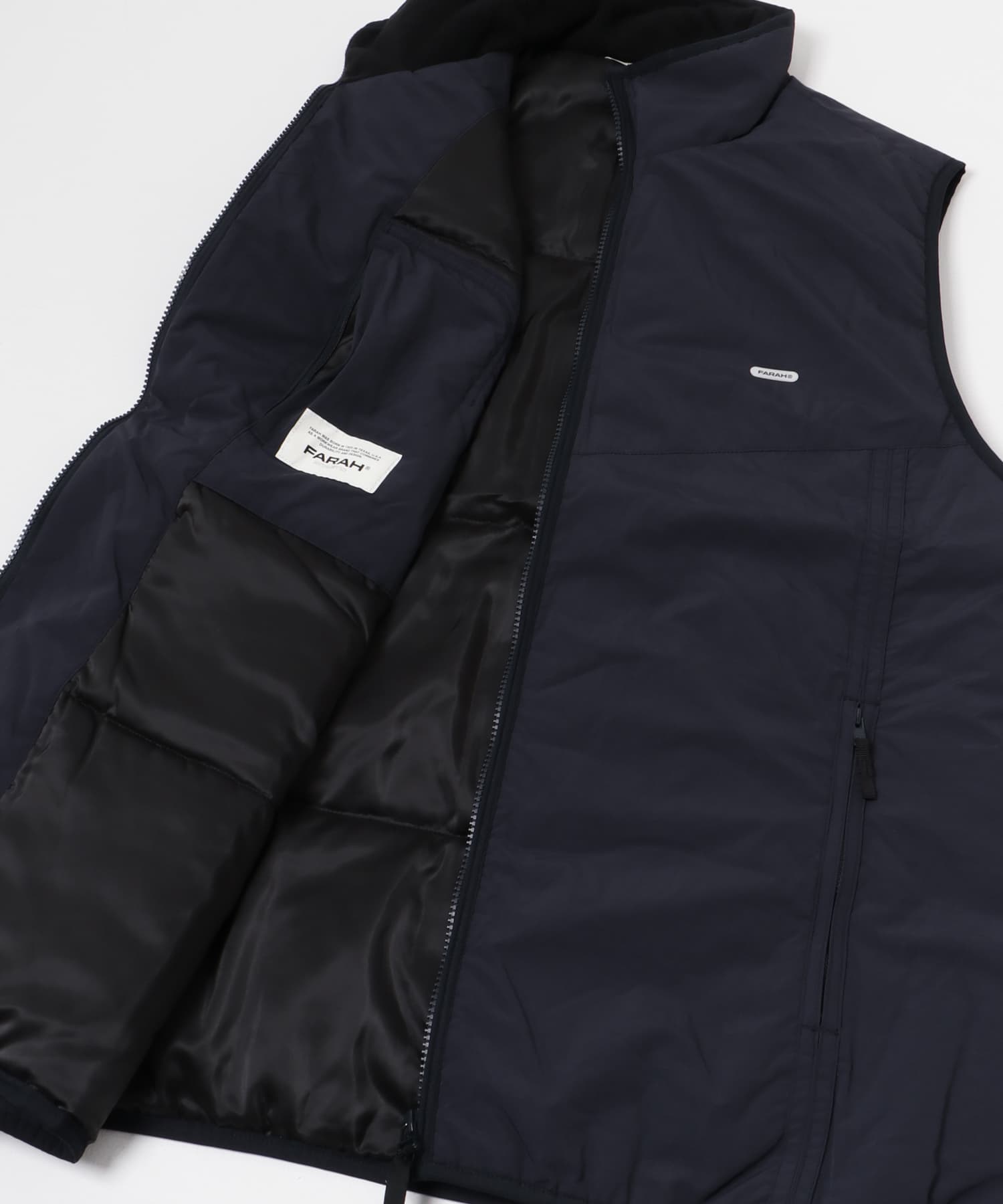 FARAH　Nylon Zip Up Vest Navy M