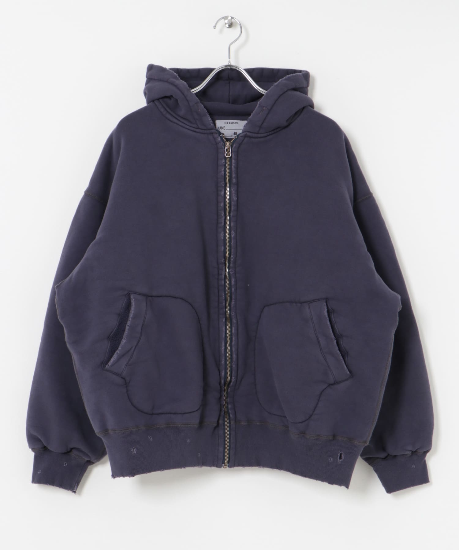 NEXUSVII.　DAMAGED W-FACE HOODIE F.NAVY M
