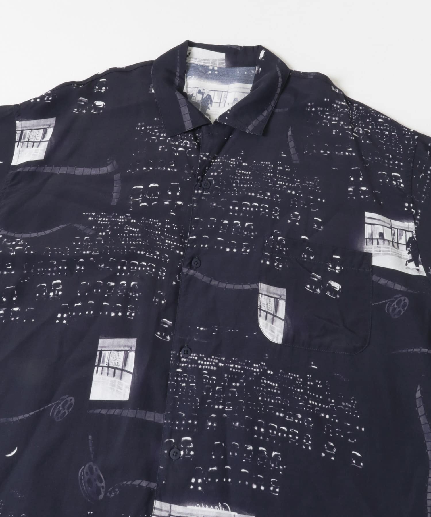 PORTER CLASSIC　ALOHA SHIRTS DRIVEIN THEATER NVY L