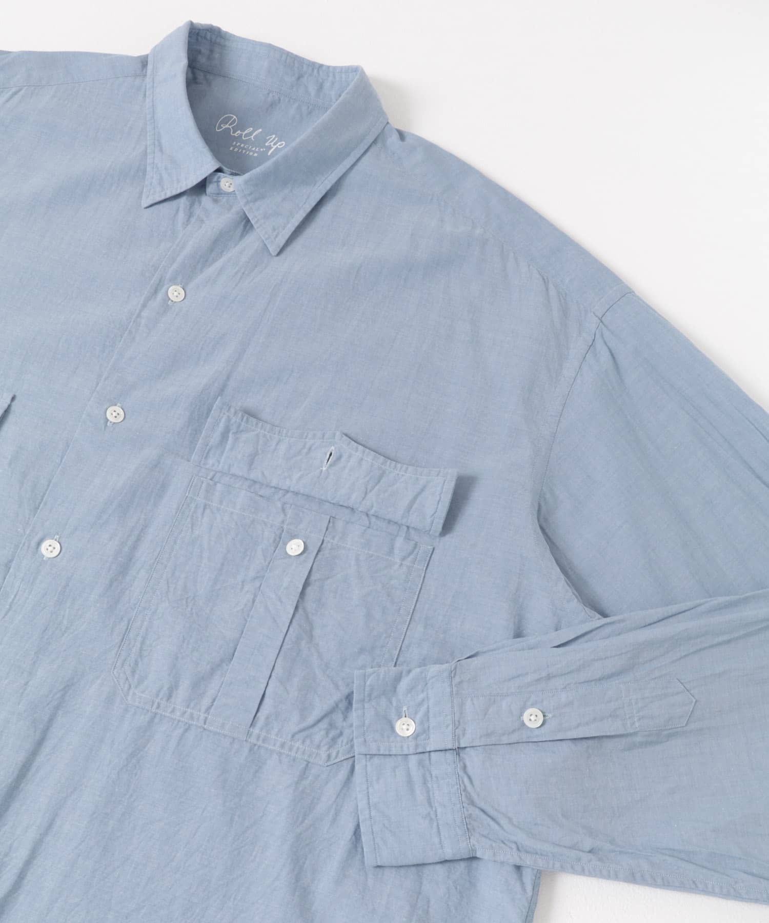 PORTER CLASSIC　ROLL UP CHAMBRAY SHIRTS BLU XL