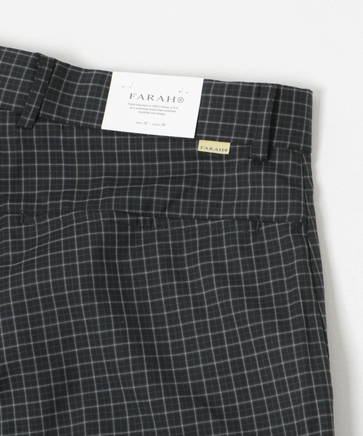 FARAH　Out Tuck Wide Tapered PANTS Blk Plaids 30