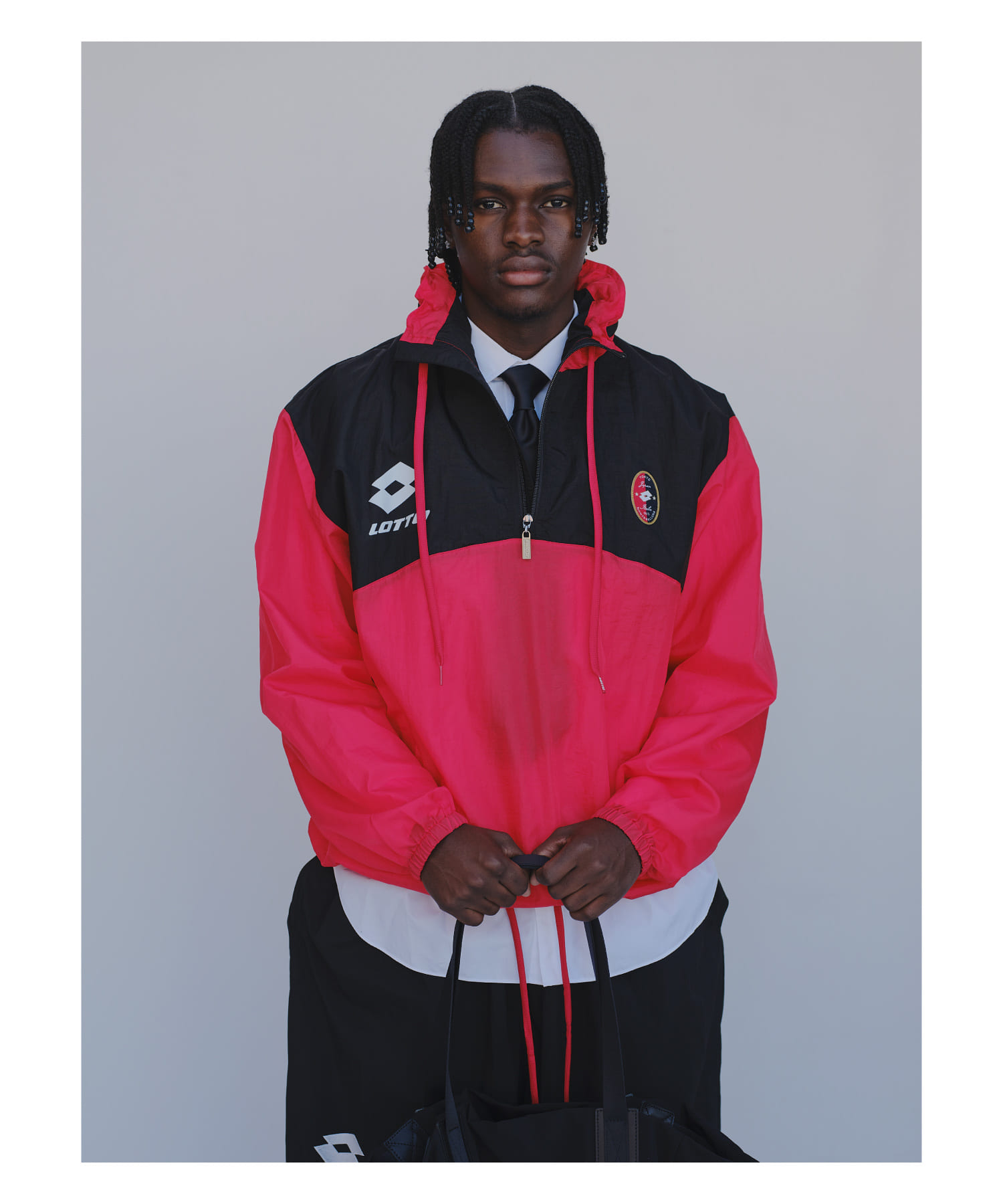 LOTTO　COLORBLOCK  H/ZIP BLOUSON RED×BLK M