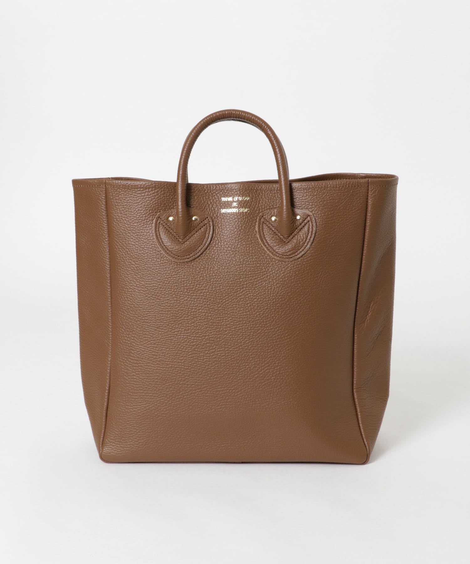 YOUNG&OLSEN　EMBOSSED LEATHER TOTE M BROWN FREE