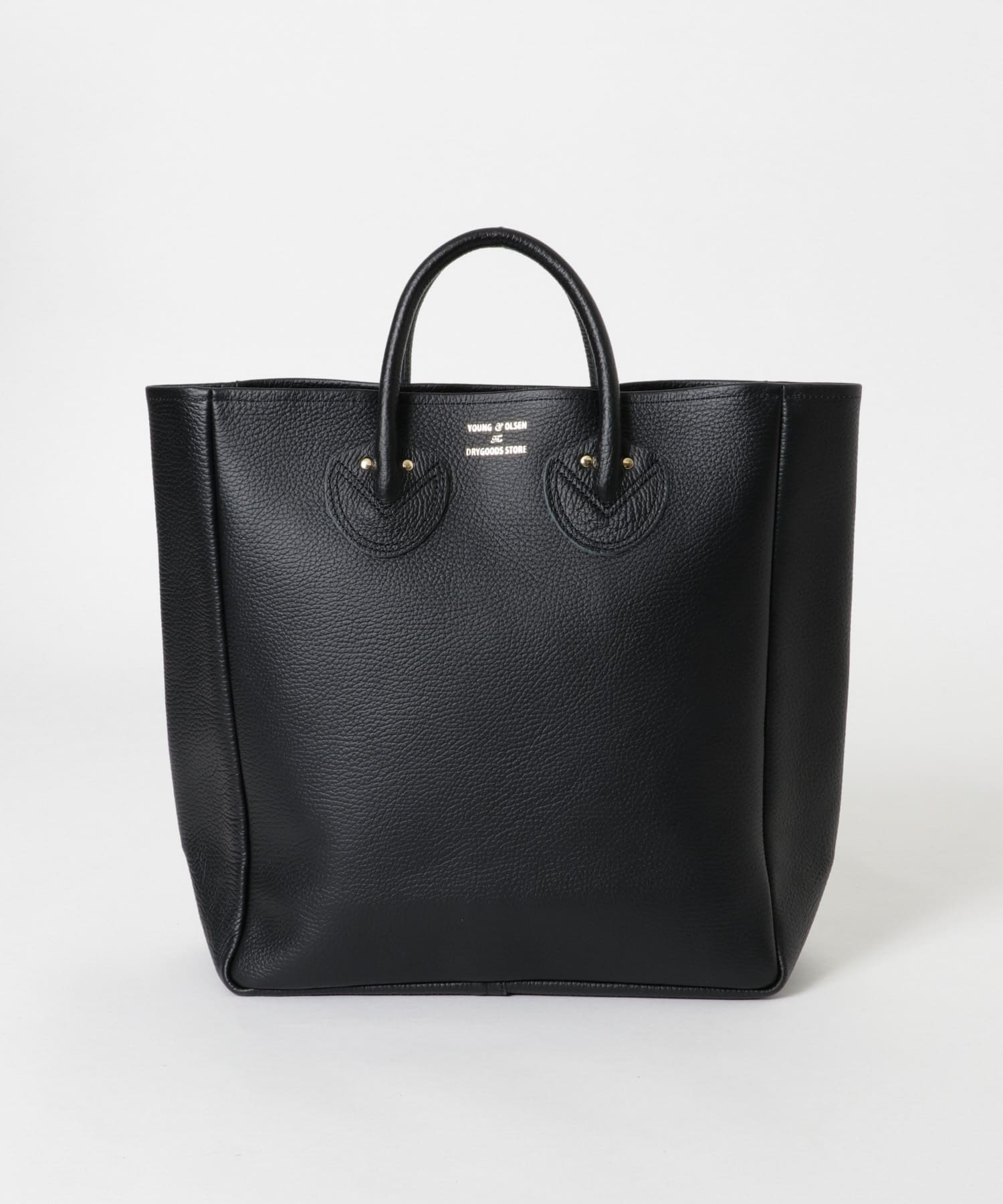 YOUNG&OLSEN　EMBOSSED LEATHER TOTE M BLACK FREE