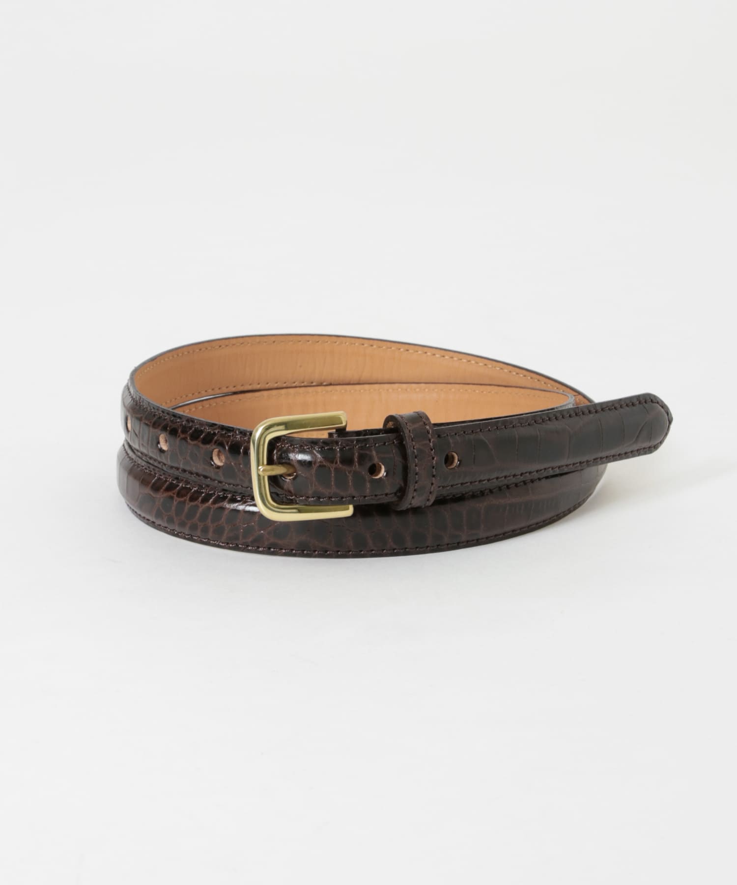 Scye　Press Croco Dress Belt ダークブラウン M