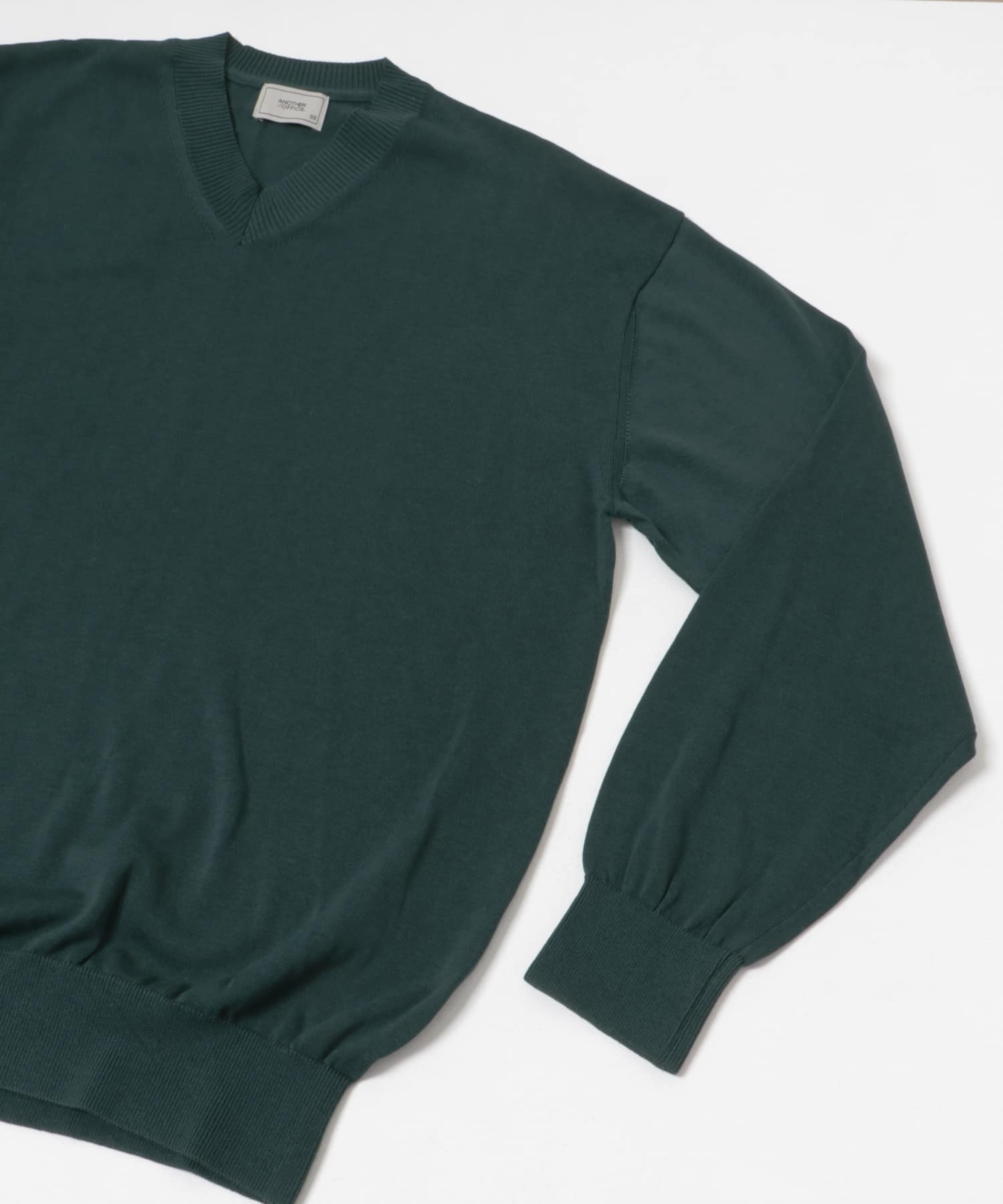 ANOTHER OFFICE　Current Silk V-neck Knit Forest 1