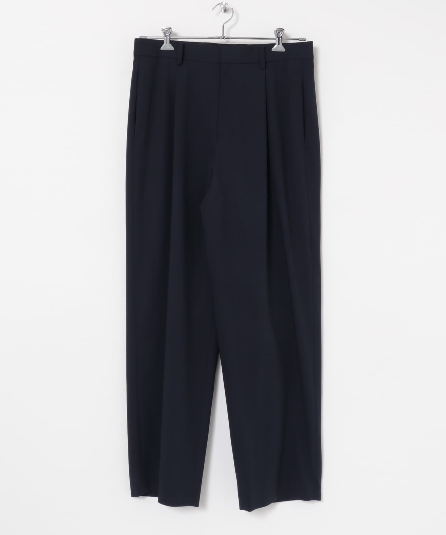 ATON　HIGH TWIST WOOL WIDE PANTS NAVY 4