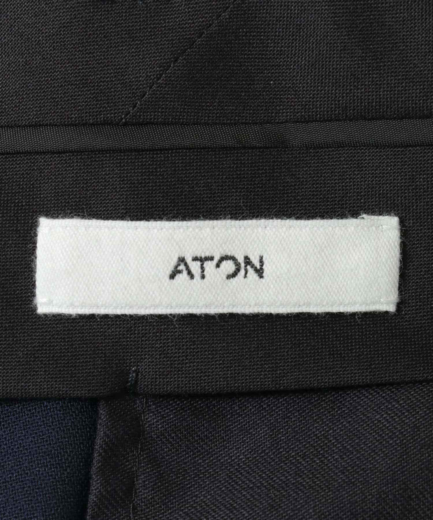 ATON　HIGH TWIST WOOL WIDE PANTS NAVY 4