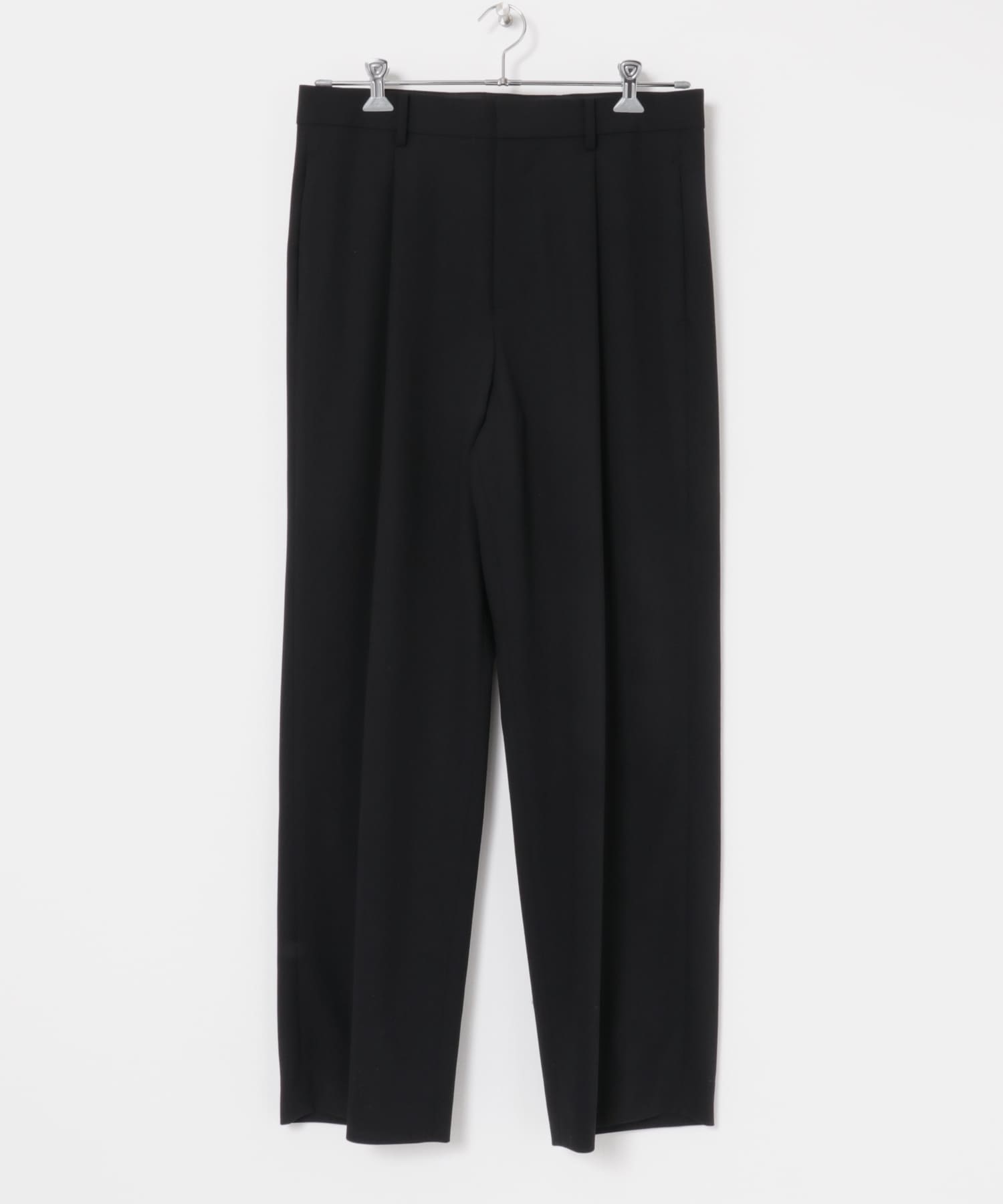 ATON　HIGH TWIST WOOL WIDE PANTS BLACK 4