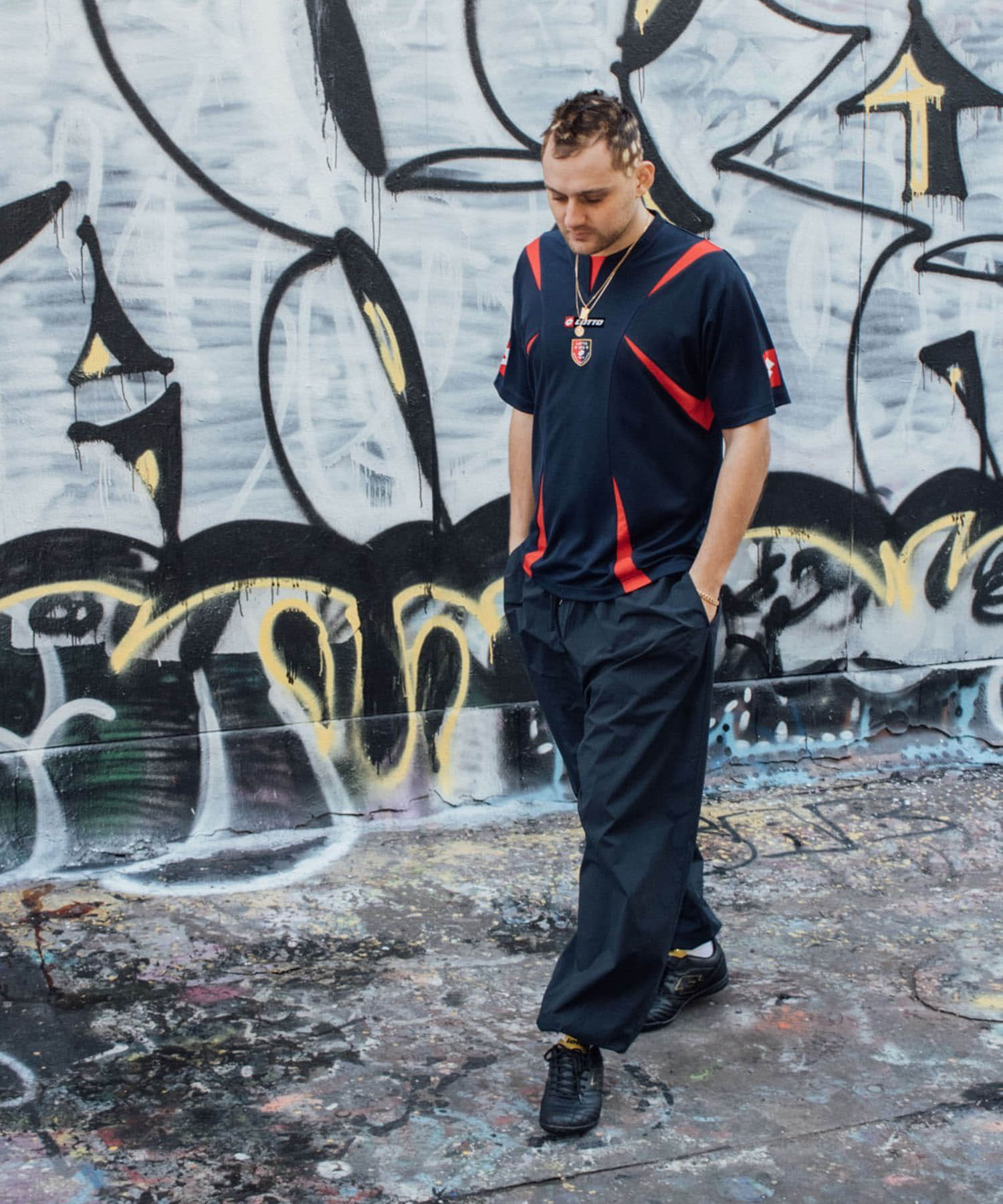 LOTTO　PANEL GAME SHIRTS NVY×RED M