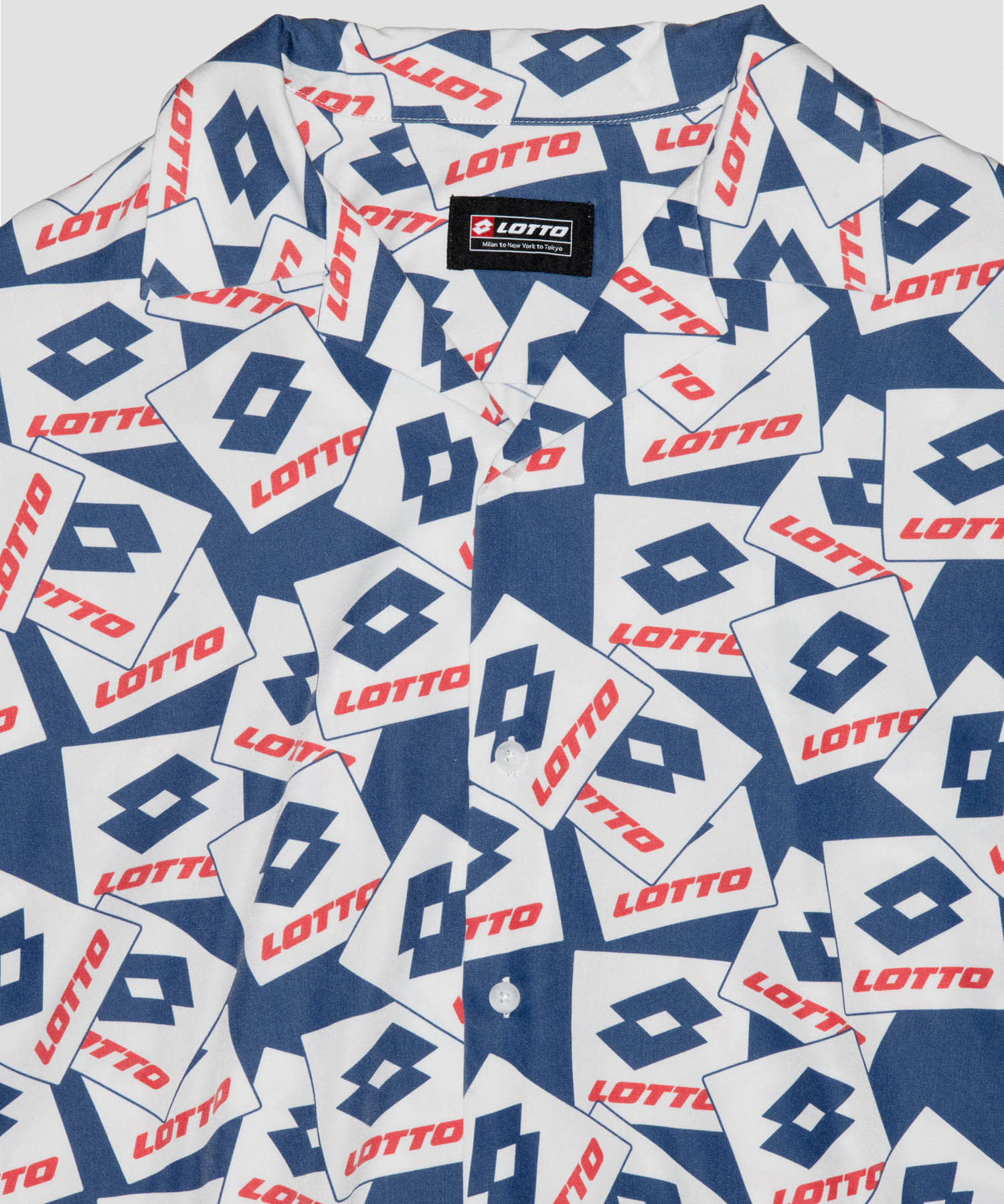 LOTTO　LOGO PATTERNED O/C SHIRTS NAVY M