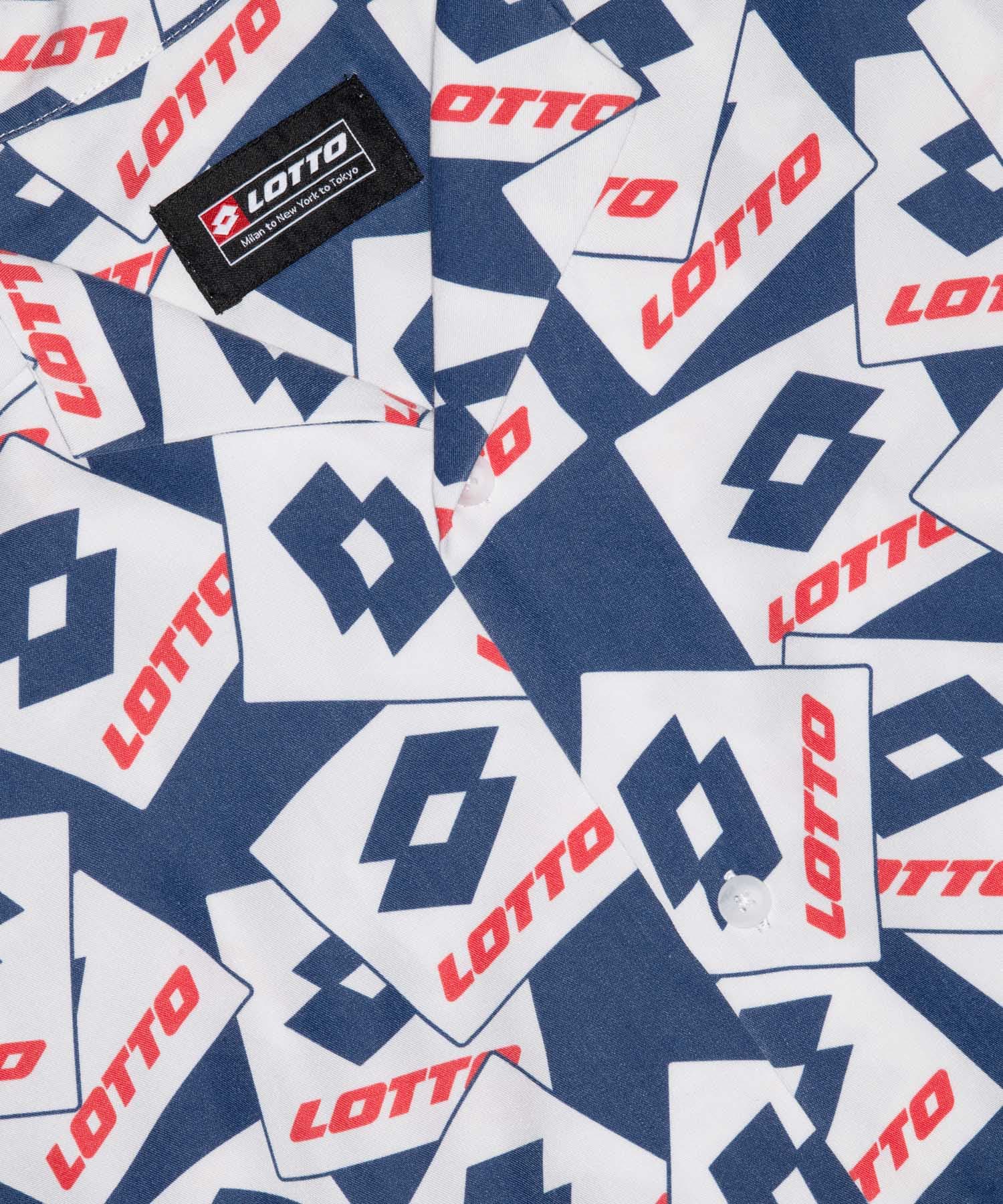 LOTTO　LOGO PATTERNED O/C SHIRTS NAVY M