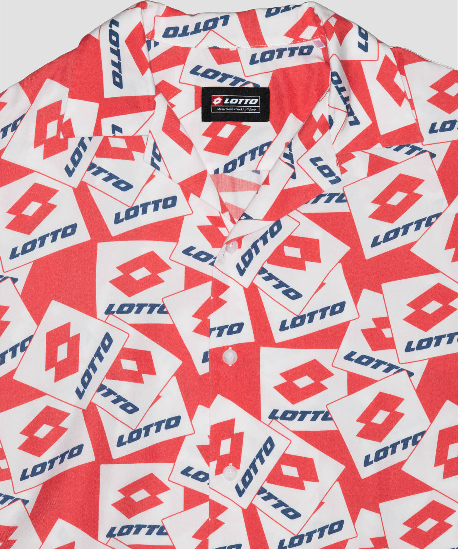 LOTTO　LOGO PATTERNED O/C SHIRTS RED M