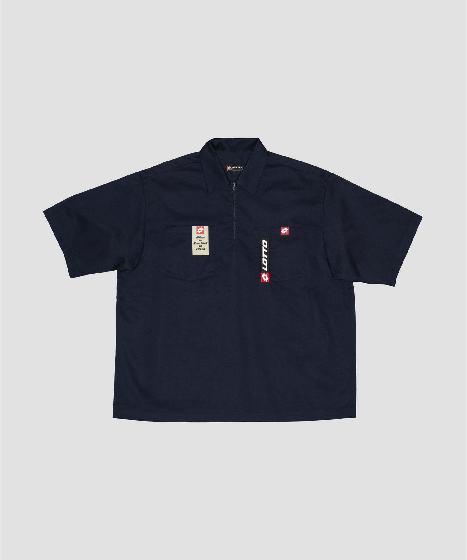 LOTTO　TC TWILL HALF ZIP SHIRTS NAVY M