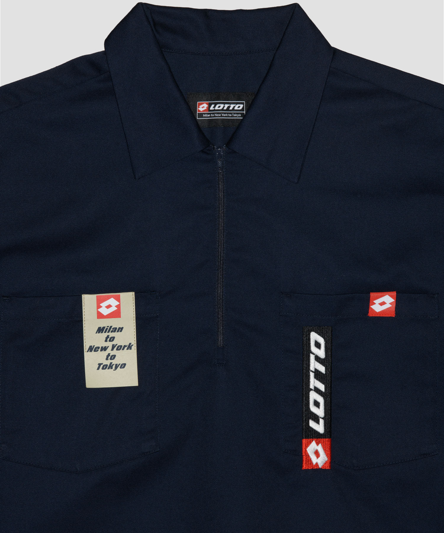 LOTTO　TC TWILL HALF ZIP SHIRTS NAVY M