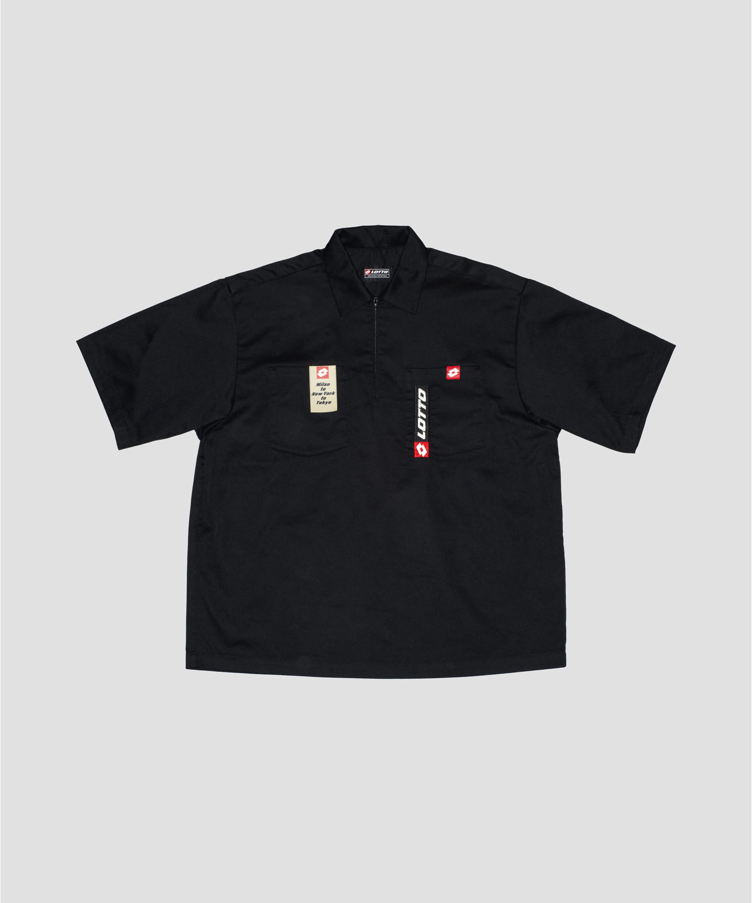 LOTTO　TC TWILL HALF ZIP SHIRTS BLACK M