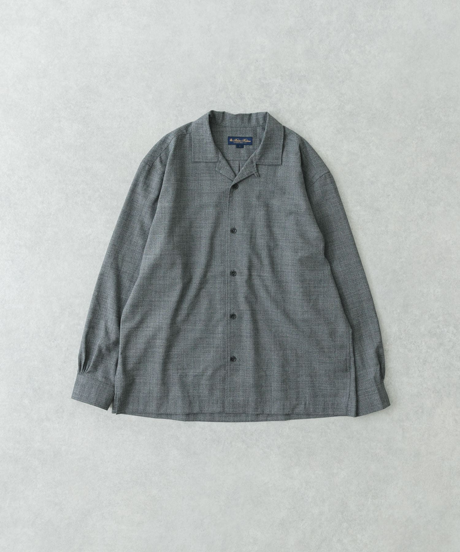 『別注』BROOKS BROTHERS×UR　OPEN COLLAR L/S SHIRTS GRAY L