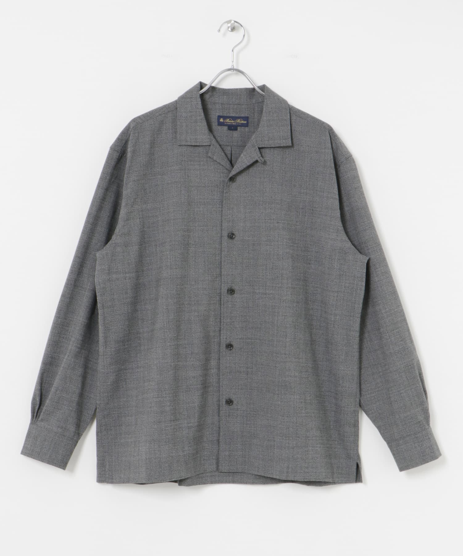 『別注』BROOKS BROTHERS×UR　OPEN COLLAR L/S SHIRTS GRAY M