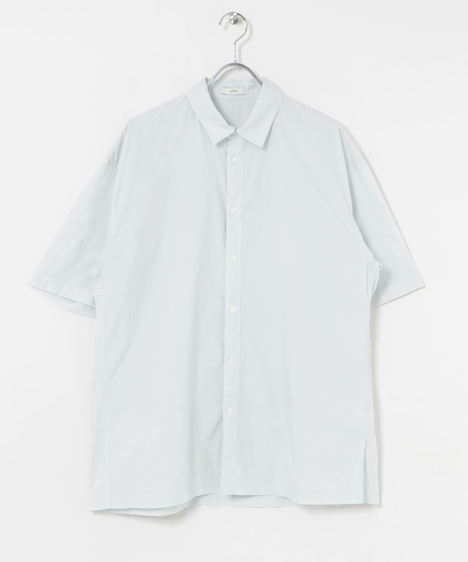 ATON　COTTON LAWN OS SHORT-SLEEVE SHIRTS ICE BLUE 4