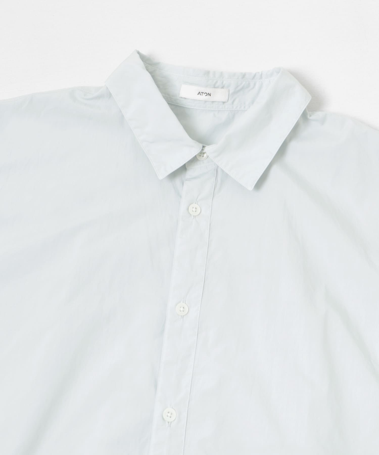 ATON　COTTON LAWN OS SHORT-SLEEVE SHIRTS ICE BLUE 4