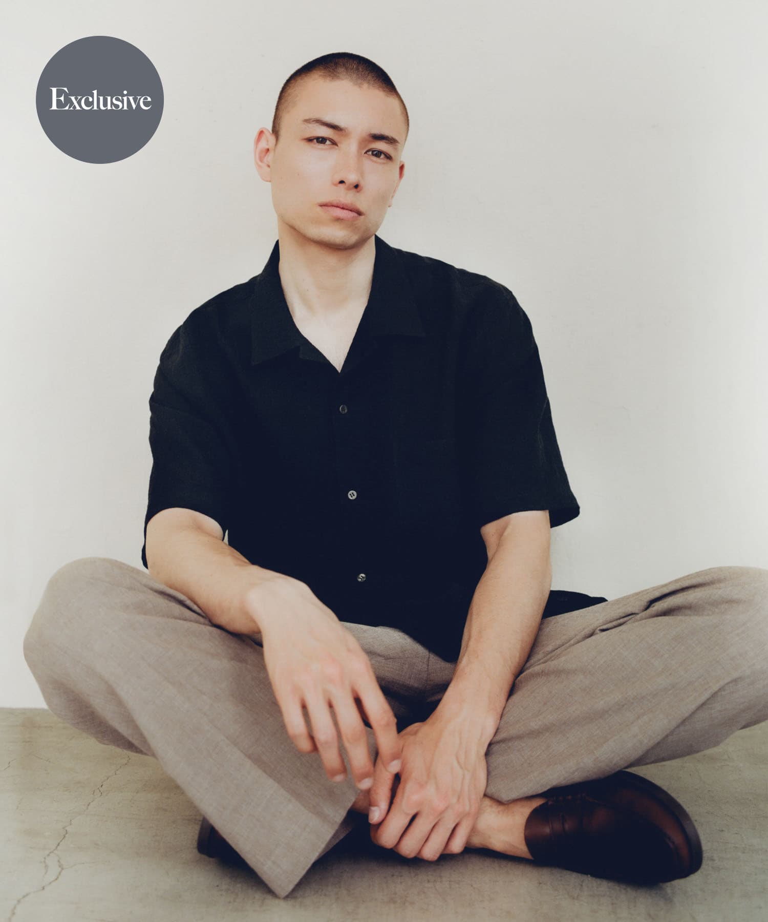 『別注』Cale×UR　ウォーターツイストリネンオープンカラーシャツ