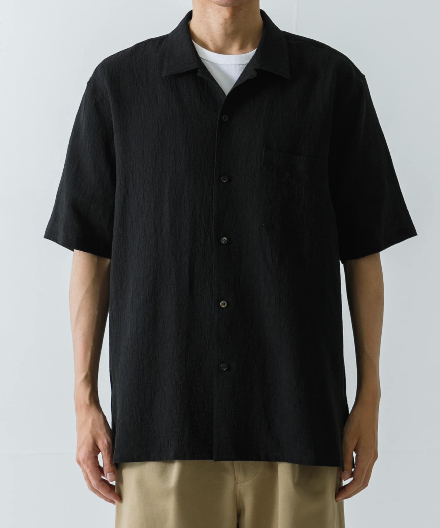 別注』Cale×UR ウォーターツイストリネンオープンカラーシャツ(3 別注