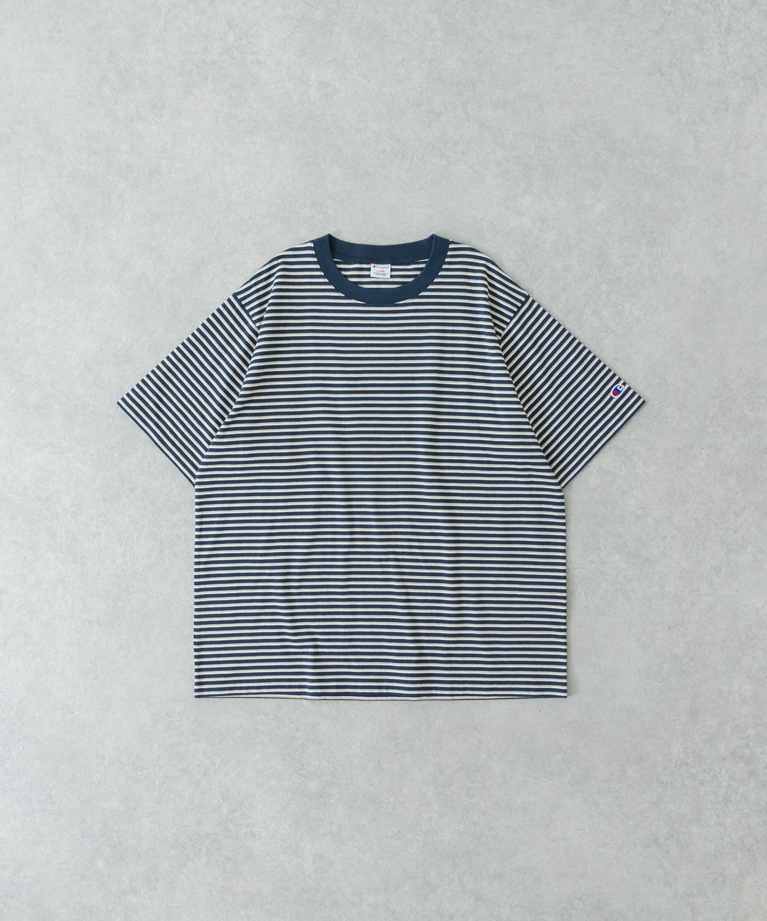 『別注』Champion×UR　USA Fit BORDER T-shirts NAVY L