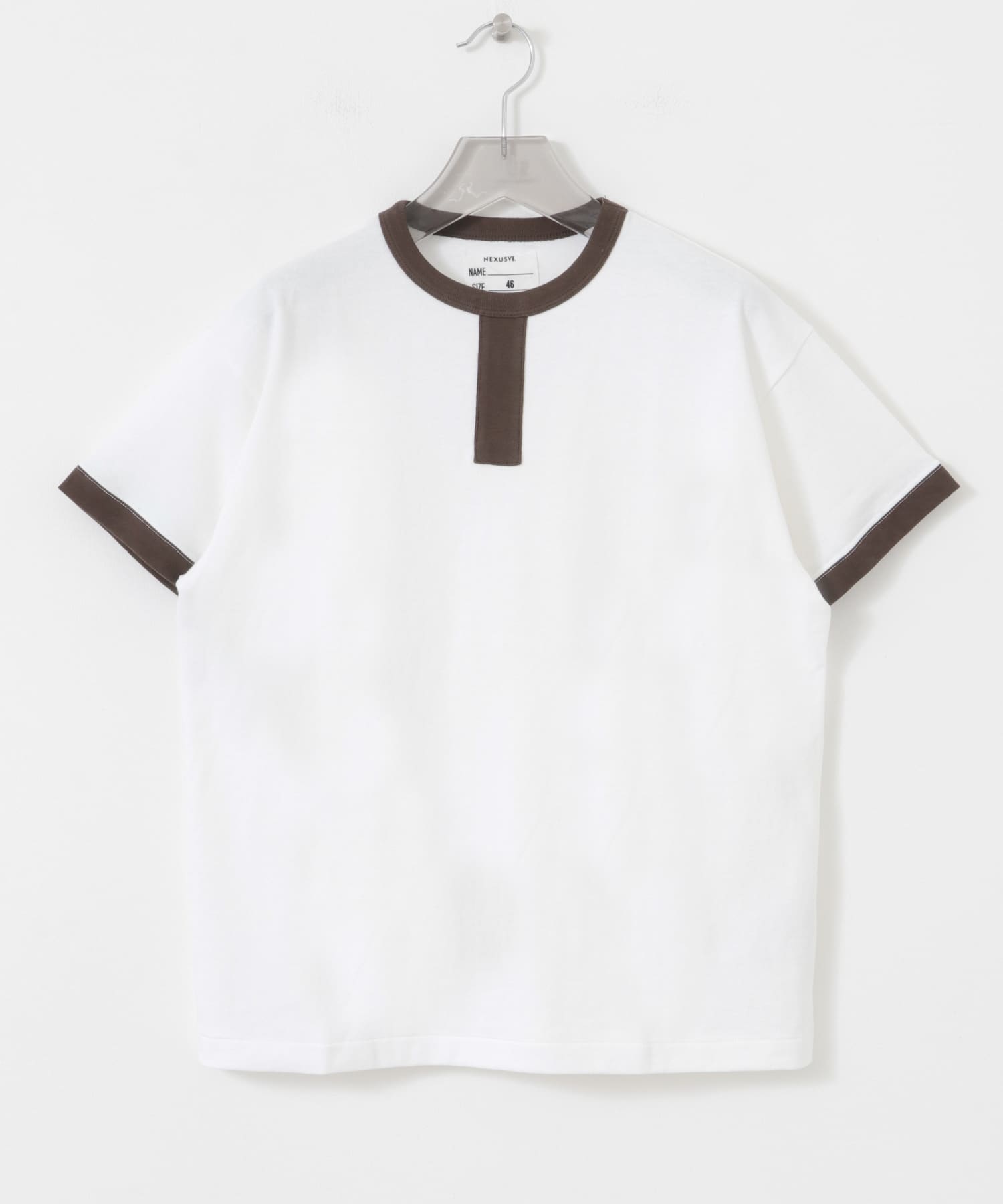 NEXUSVII.　IVY LOOSE RINGER T-SHIRTS WHT/BRN M