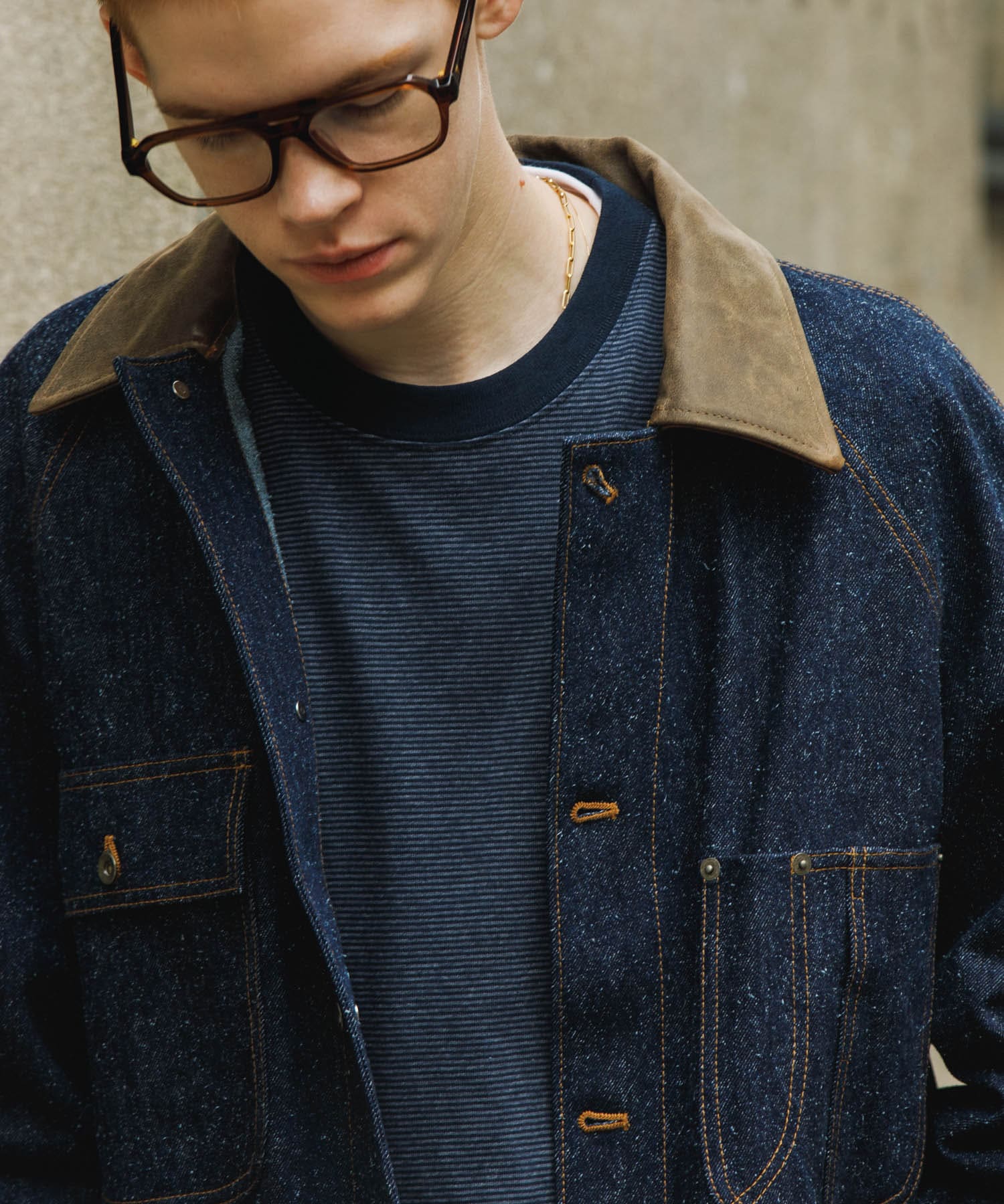 Cale　コットンシルクデニムカバーオール