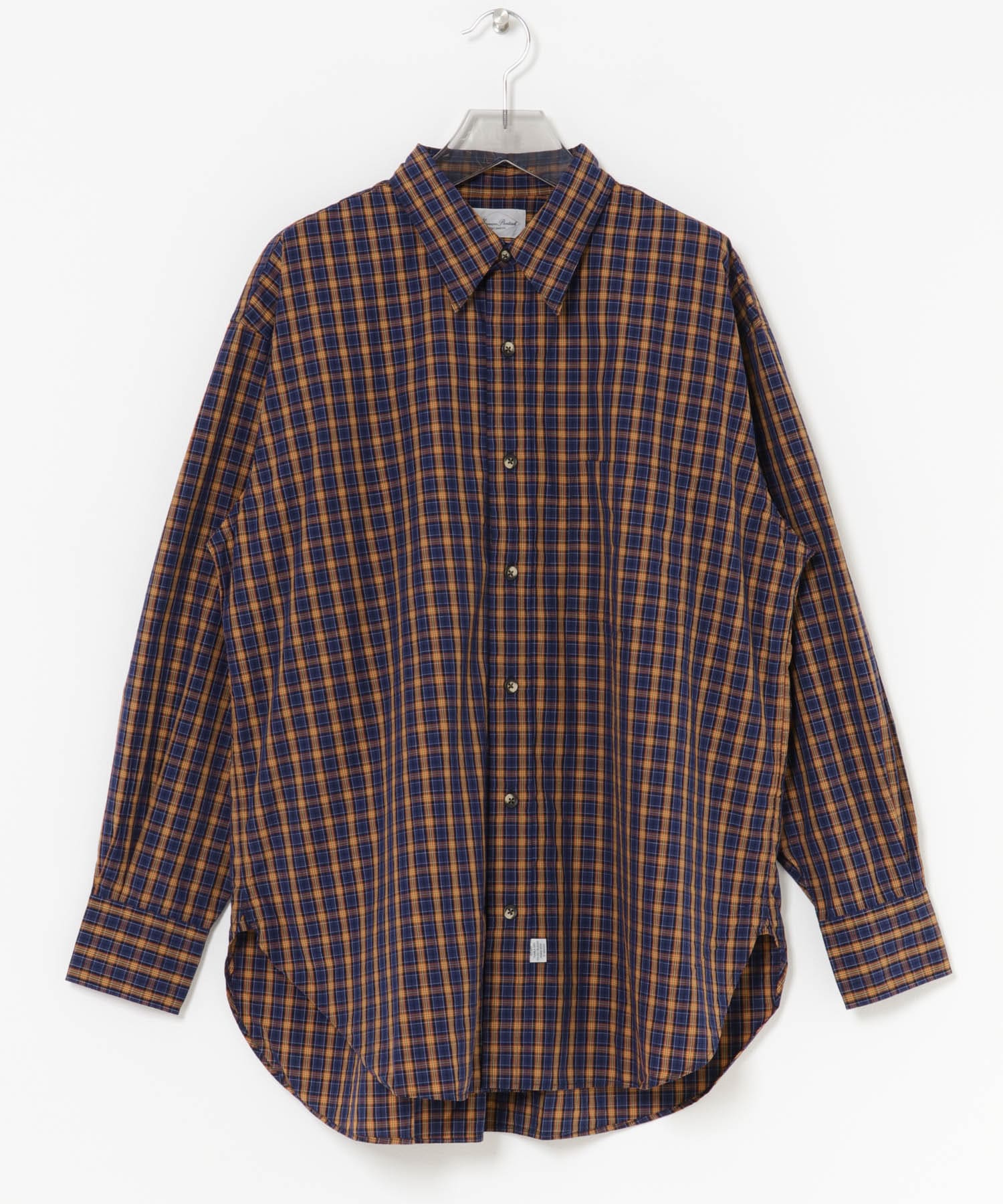 Marvine Pontiak Shirt Makers　3B Regular Collar SH Nvy×Or CH Authentic