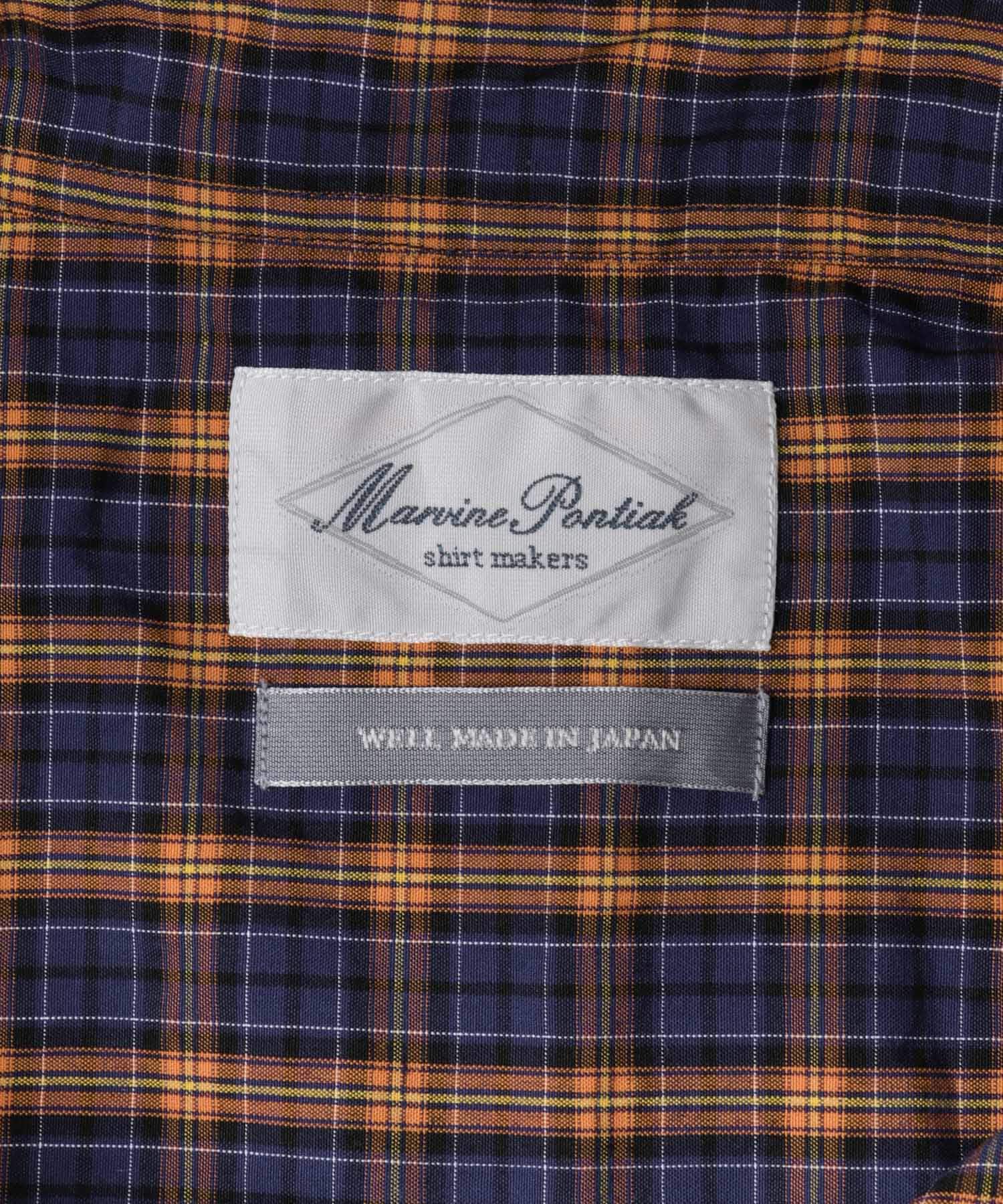 Marvine Pontiak Shirt Makers　3B Regular Collar SH Nvy×Or CH Authentic