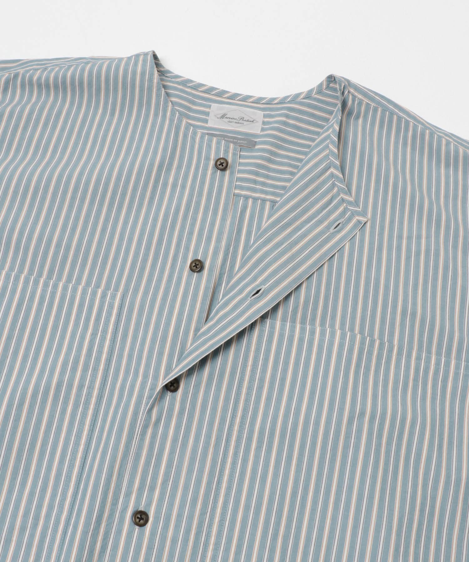Marvine Pontiak Shirt Makers　Crew Neck shirts Blue Gr ST one