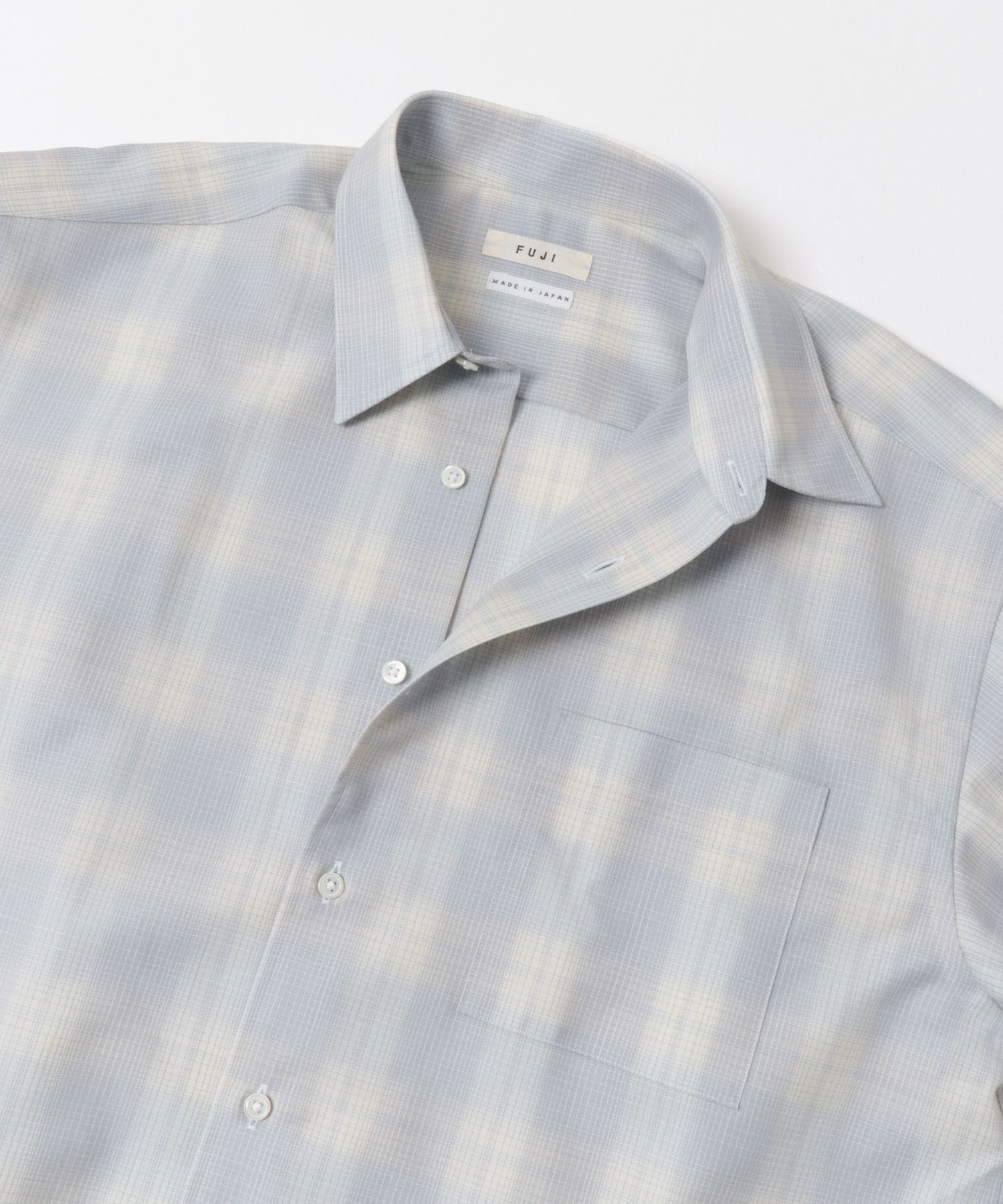 FUJI　WOOL CHECK STANDARD SHIRTS BLUE 5