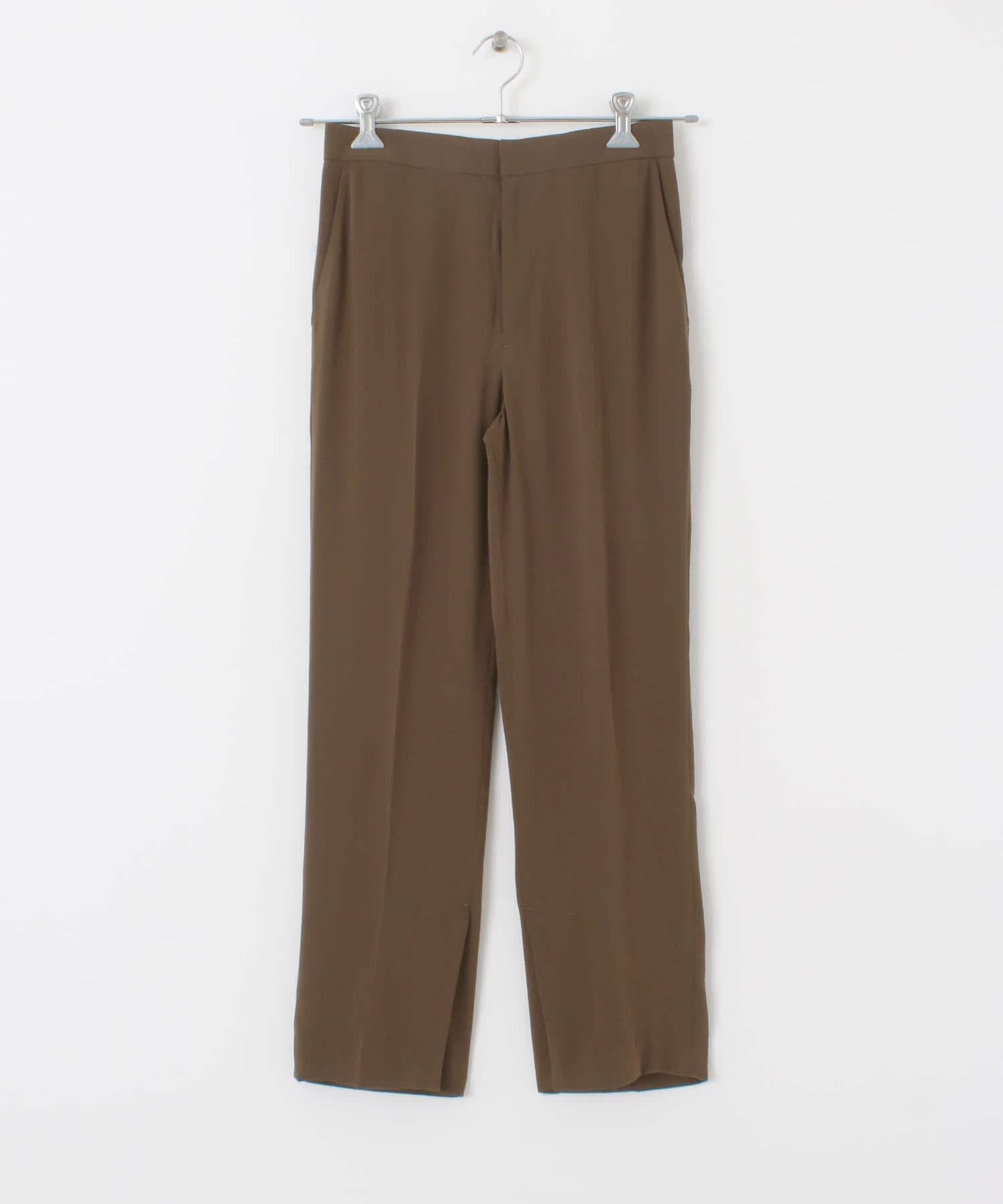 サテンストレートパンツ D.BROWN 34