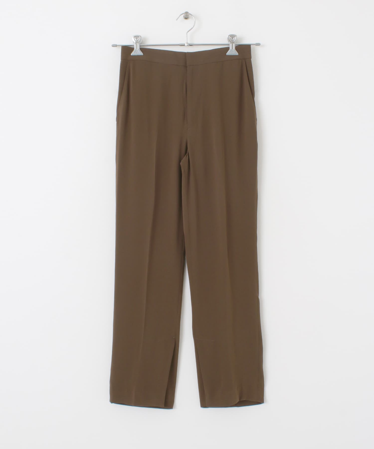サテンストレートパンツ D.BROWN 34