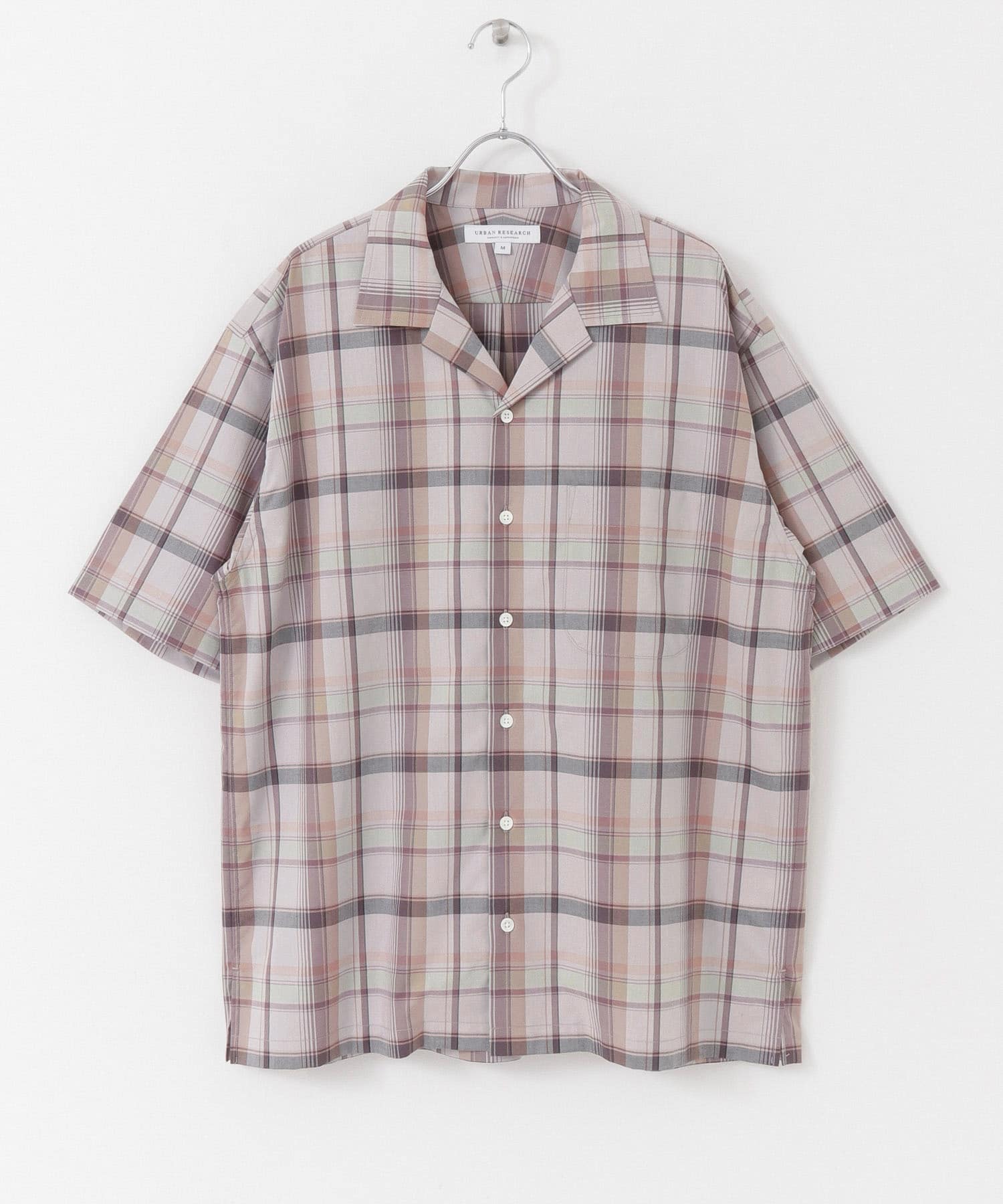 リラックスオープンカラーチェックシャツ RED S