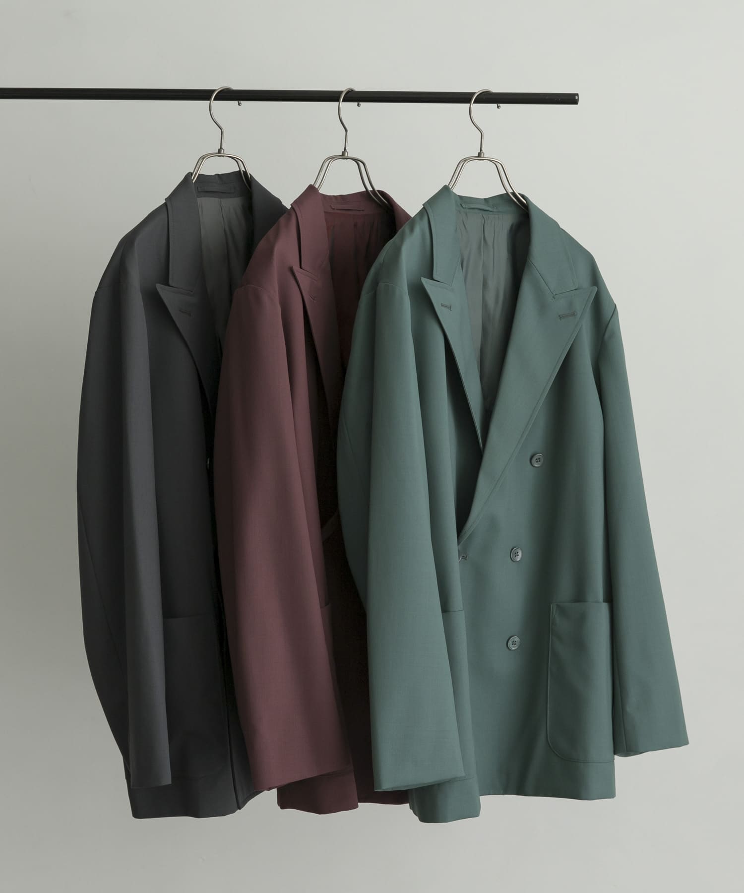 WASHABLEウールダブルジャケット GREEN M