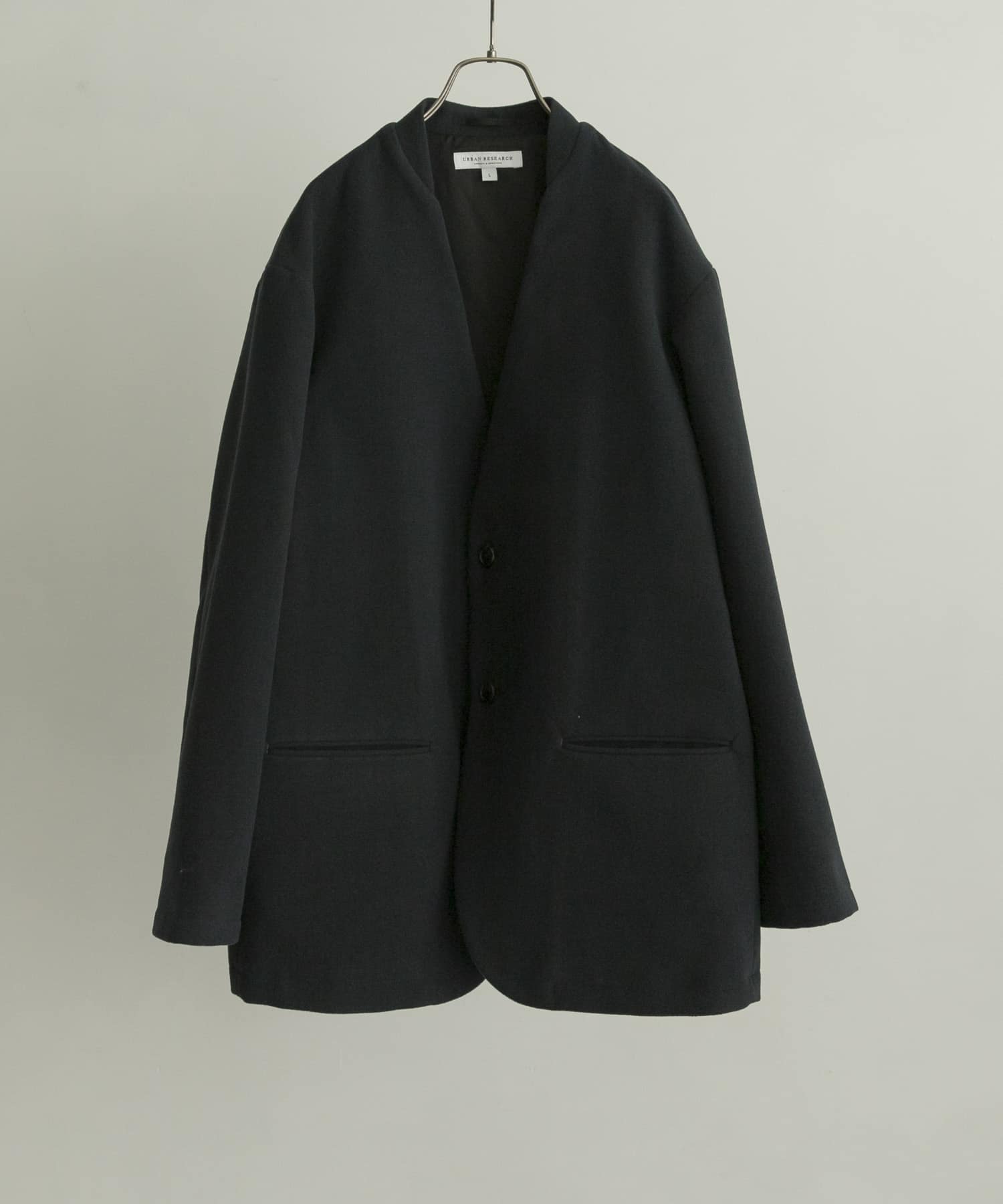 『UR TECH』起毛ノーカラー2Bジャケット BLUE/GRAY M